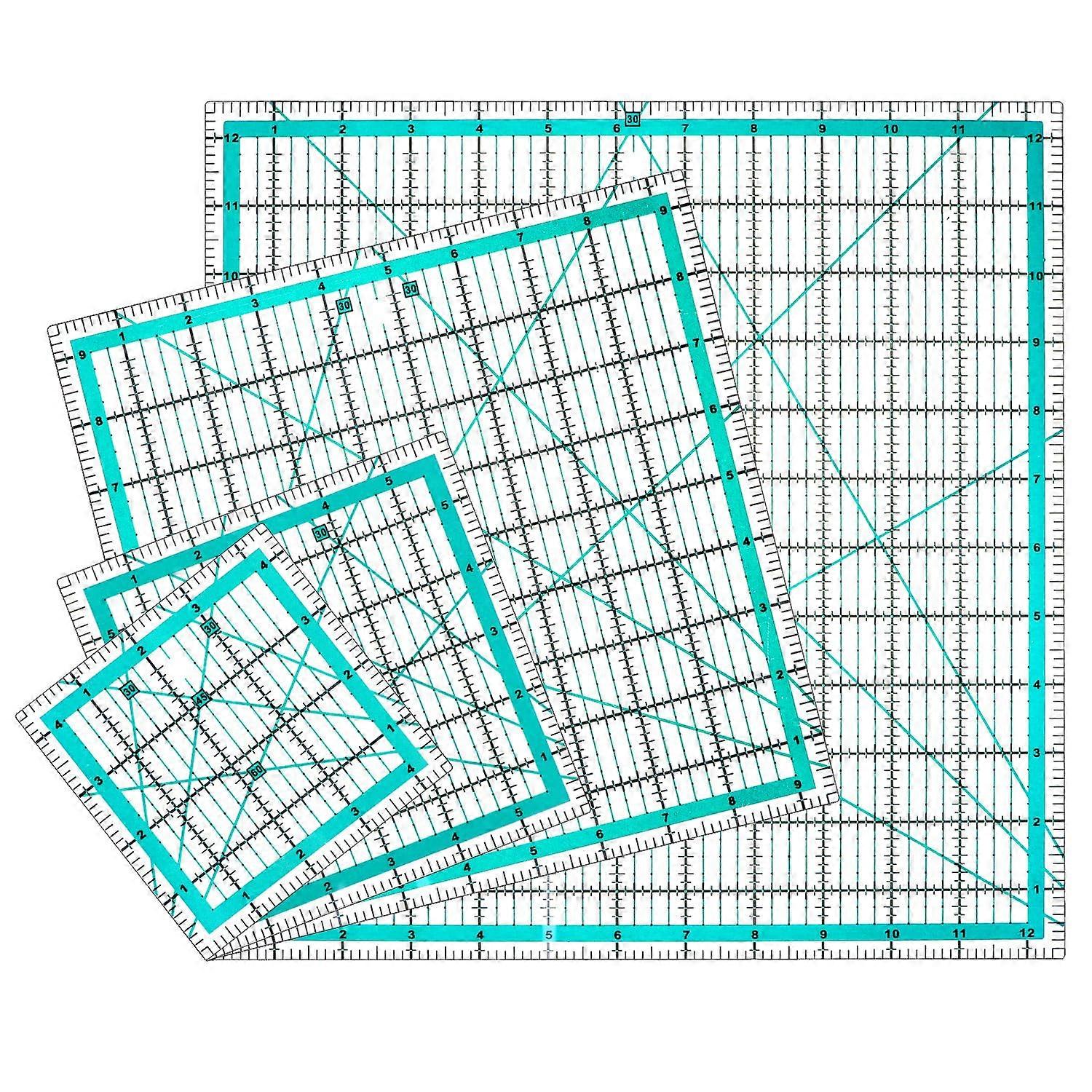 Patchwork Ruler Set, 12.5"/9.5"/6"/4.5", Acrylic Quilting Rulers for DIY Sewing and Accurate Cutting, Pack of 4