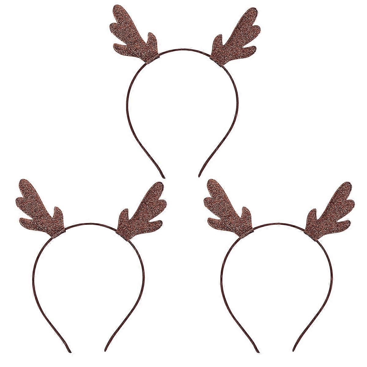 Reindeer Headbands Antler Headband Masquerade Festive Accessory Cortex 19x12.3cm Party Wear 3Pack