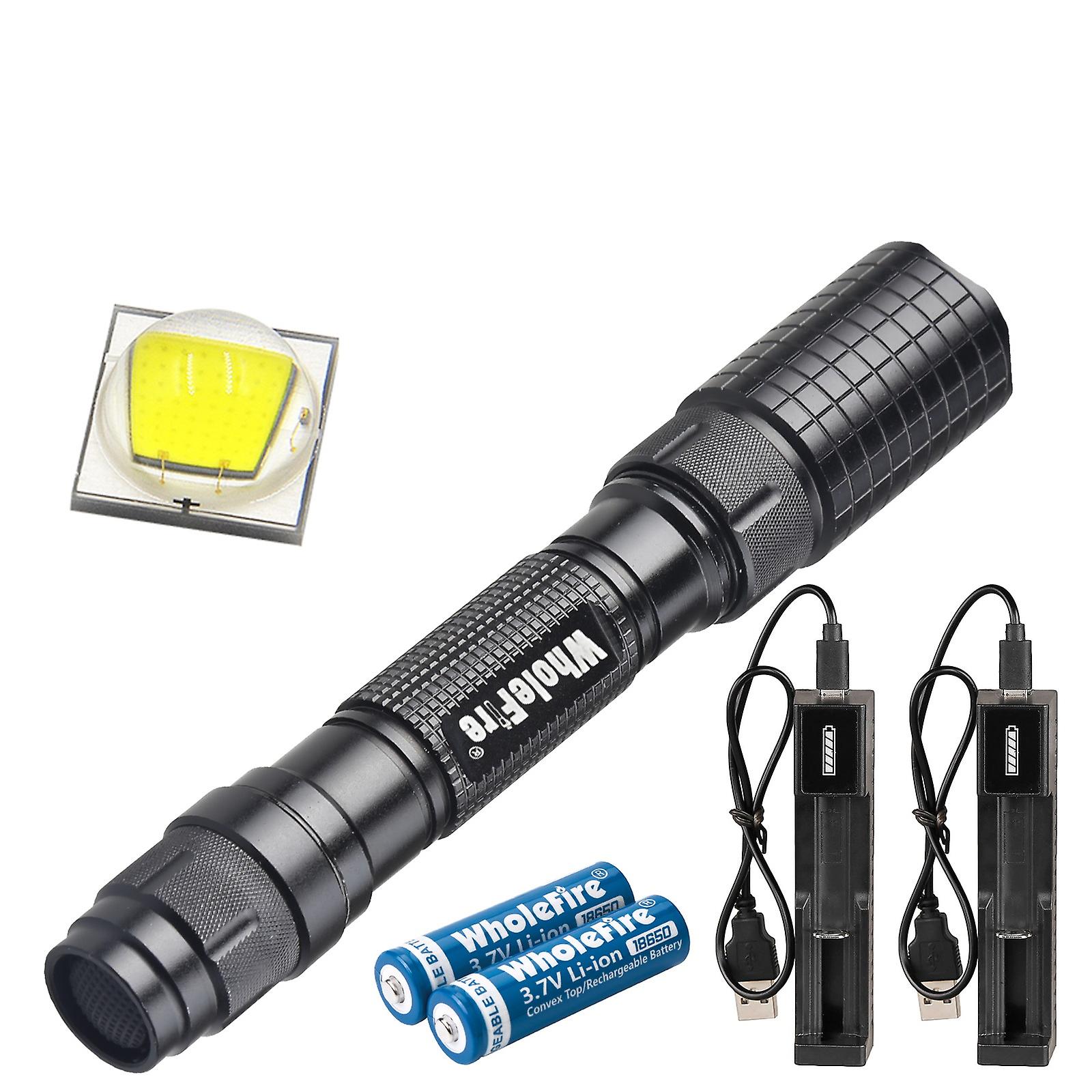 Tactical 90000lumens Led Flashlgiht Zoom Super Bright Camping Torch With Battery And Charger