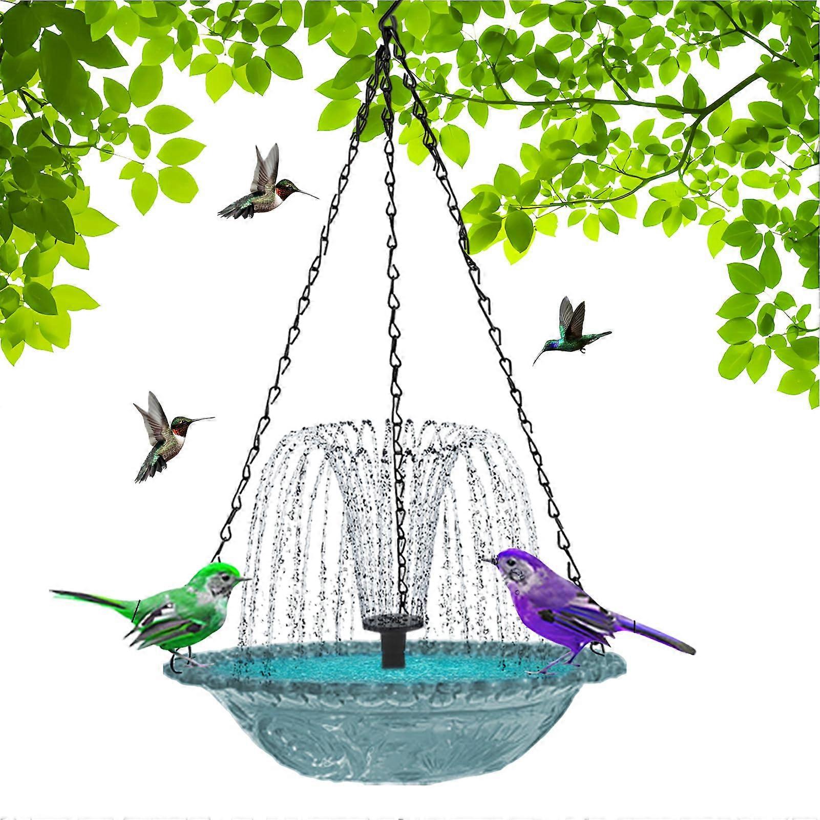 Spring fountain for bird bath, solarpowered, garden decoration, hangable, bird feeder station
