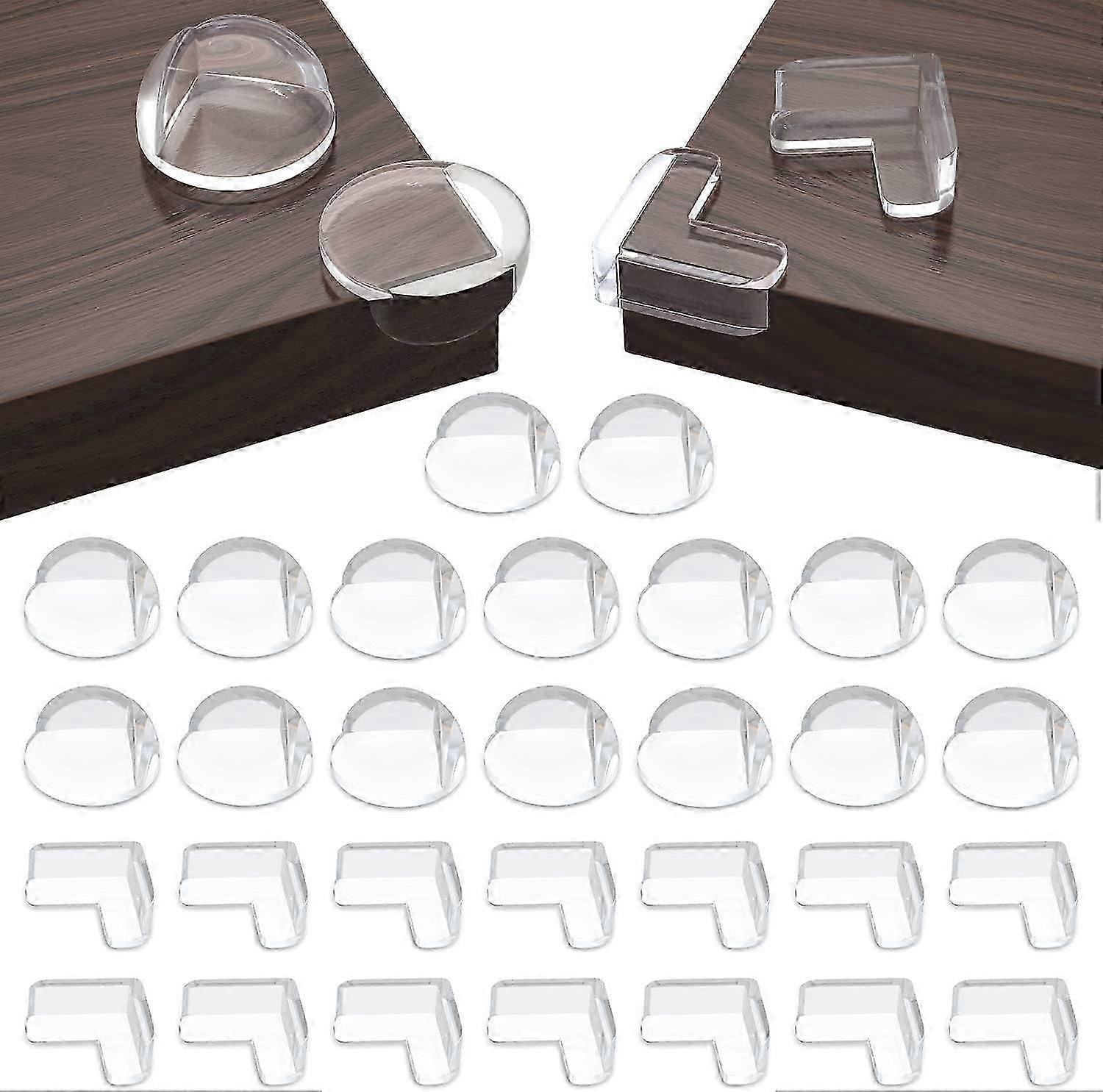 30 Pack Corner and Edge Protectors (16 Round Edges + 14 Square Corners) Clear Corner Protectors Suitable for Table