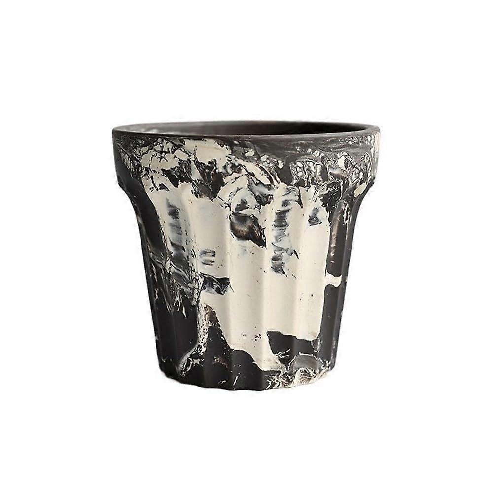 Flower Plant Pots Green Ceramic Unglazed Planter With Breathable Marble Pattern