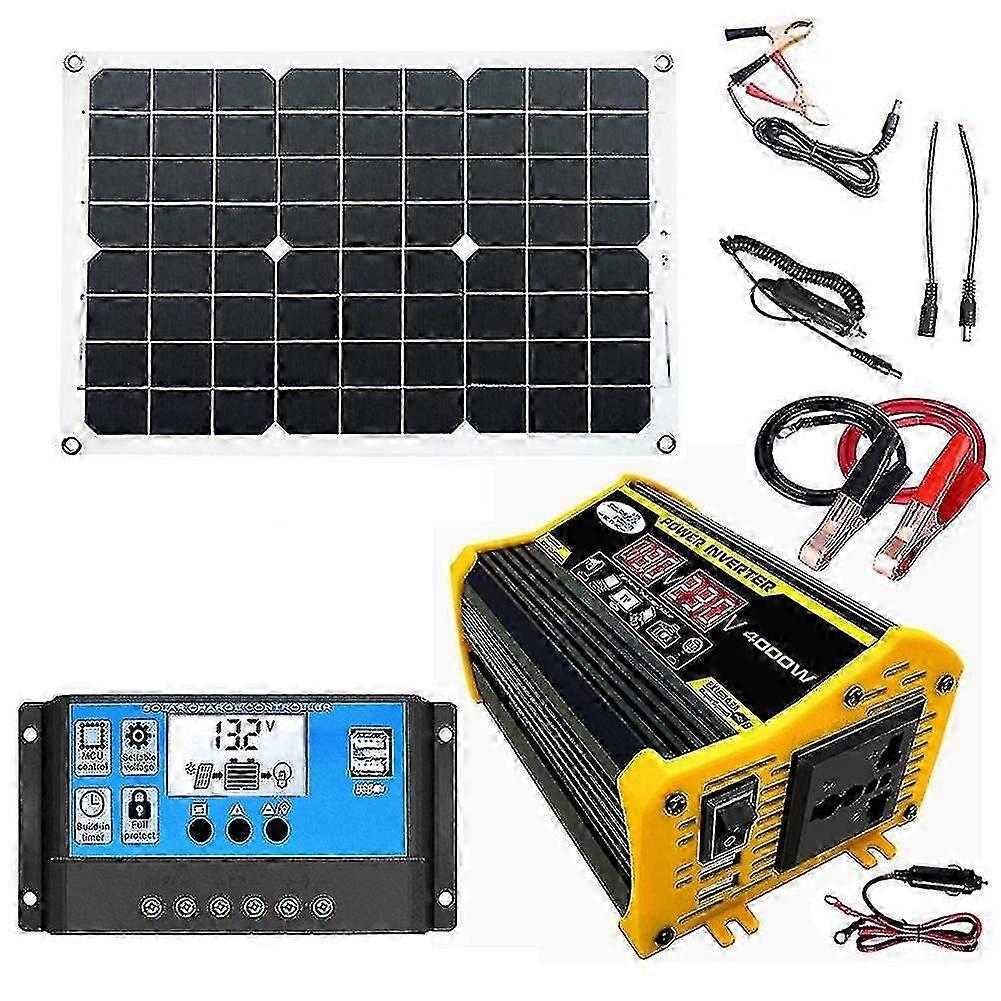 4000w -inverter 12v To 220v 18w Solar Panel 30a Controller Emergency Solar- Generator For Battery C