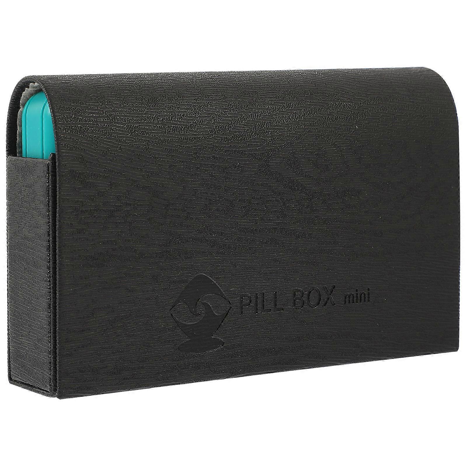 Pill Storage Box Health Management Traveling Pill Case Black Rectangular Shape 12.2X7.5X3CM 1Set