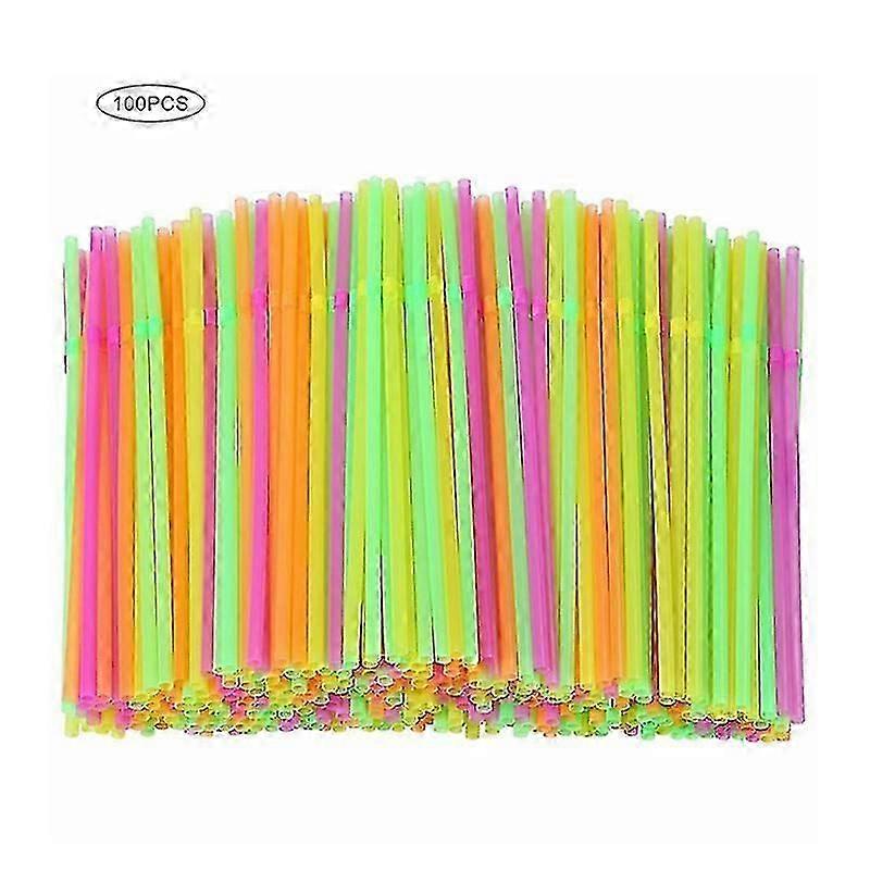 Fluorescent Bendable Drinking Straws Disposable Beverage Straws Wedding Decor