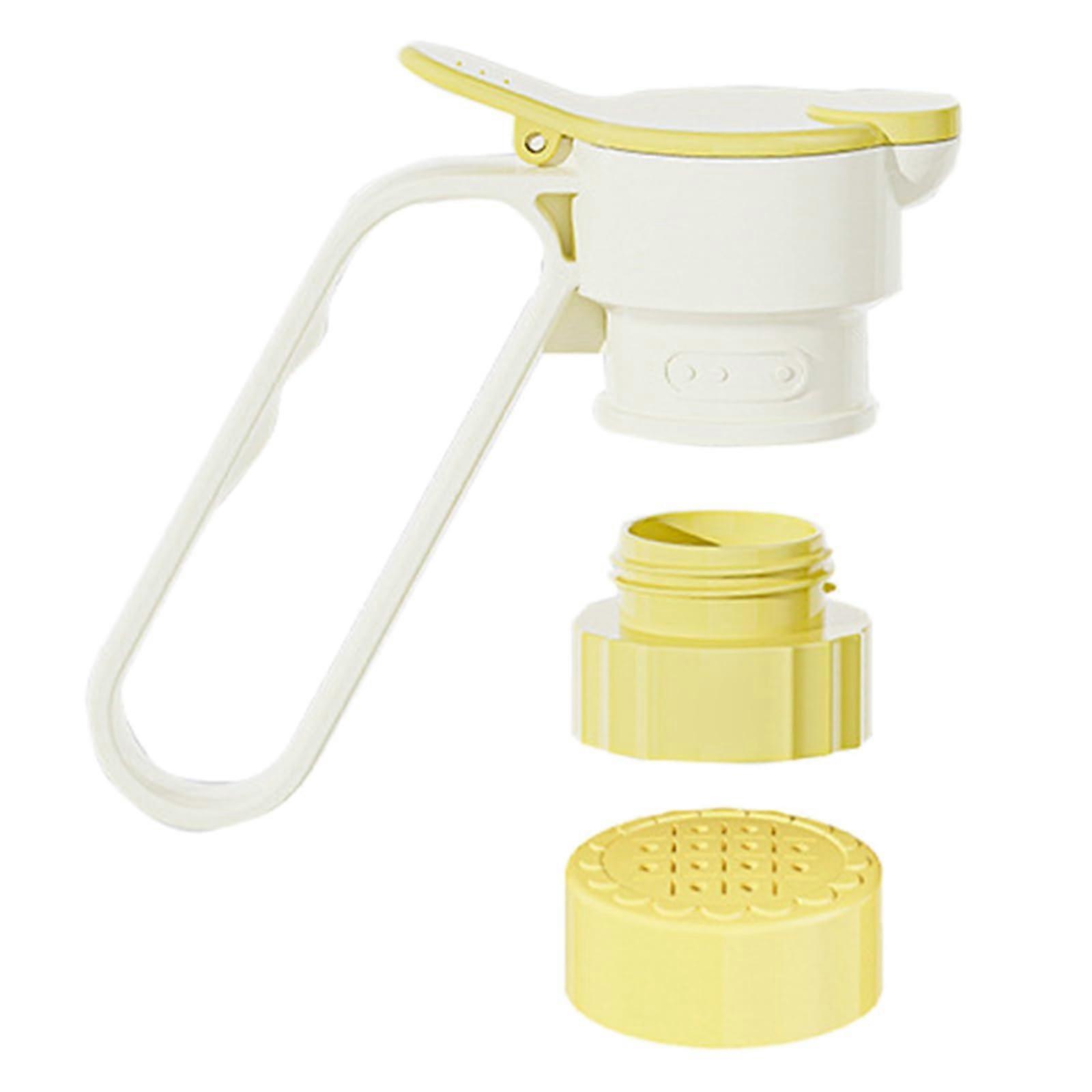 Drinks Filter Dispenser Lid with Removable Strainer and Funnel for Drink Bottles, Yellow, Compatible with Standard Bottles