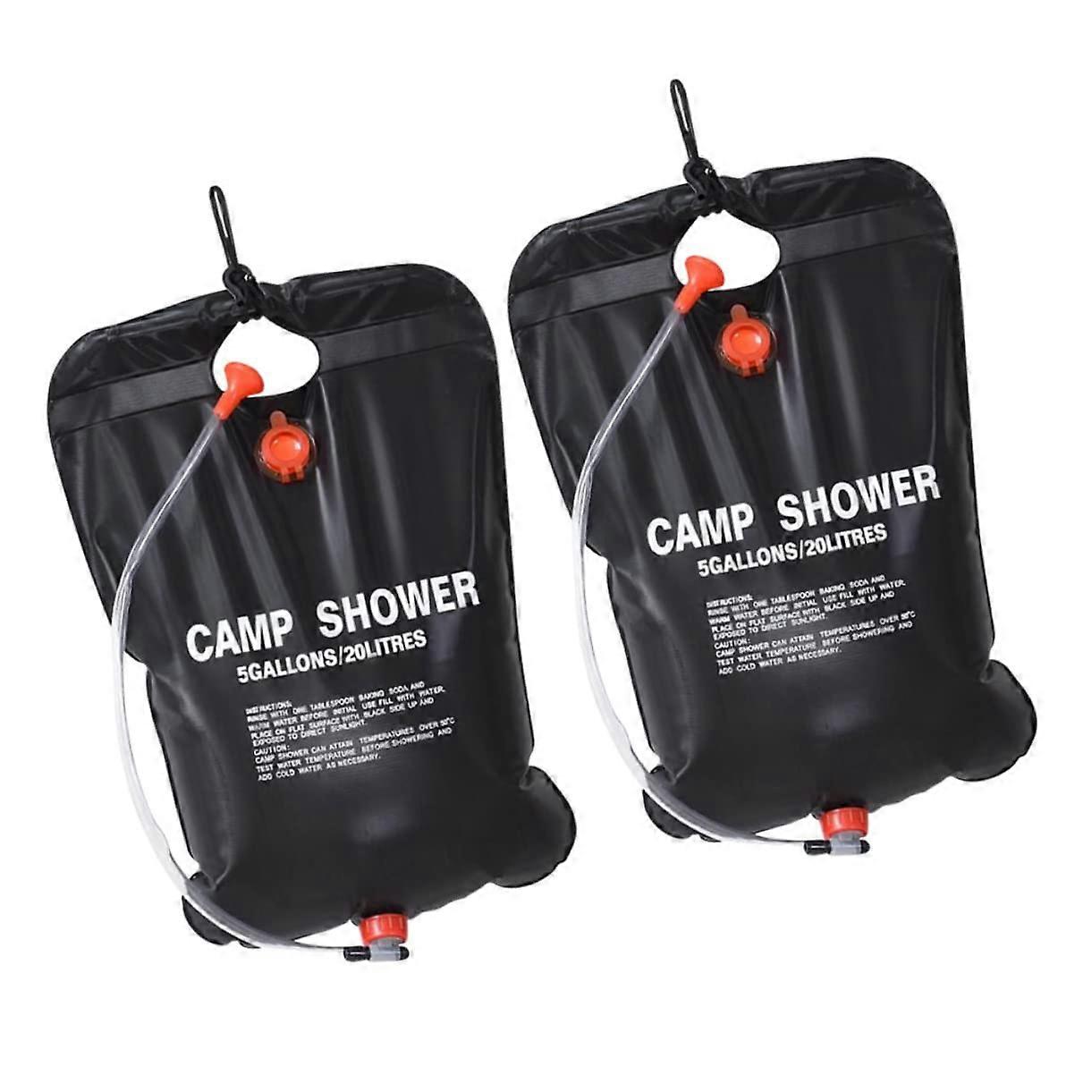 Pack of 2 Outdoor Camping Shower Bag Solar Hot Water PVC