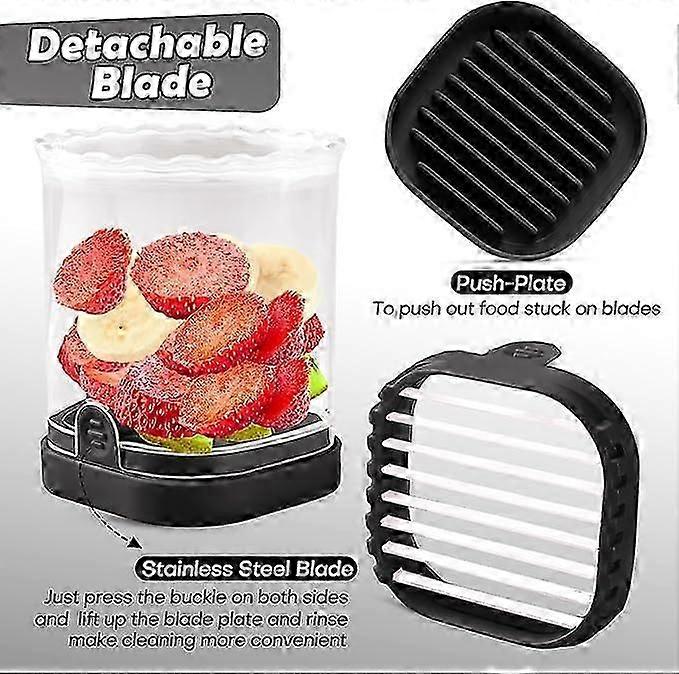 Fruit Slicer CupStrawberry SlicerBanana SlicerGrape CutterEgg Slicers Detachable Fruit Cutter Slicer with Push Plate Creative Strawberry Slicer Kitch