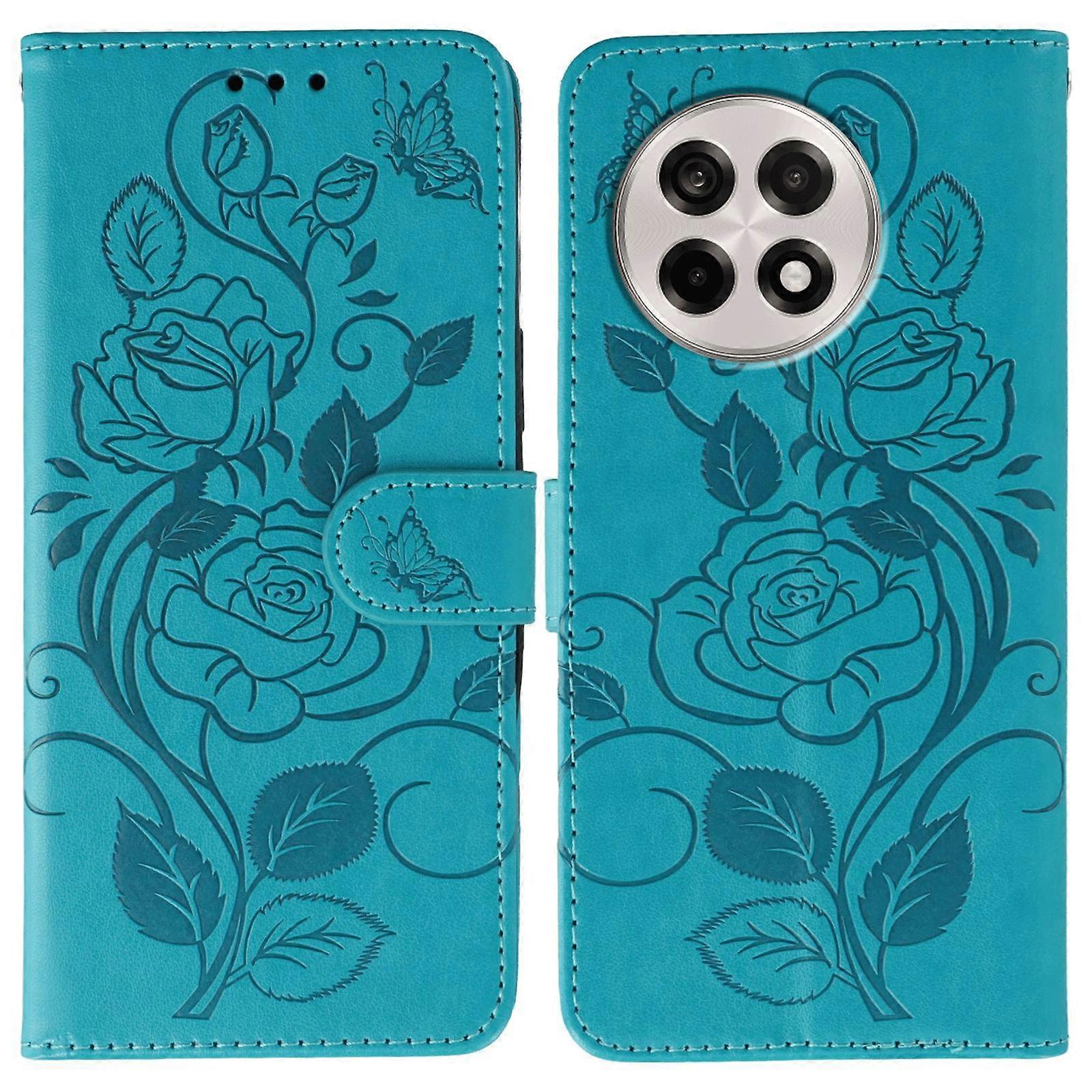 Rose Butterfly Embossed Leather Phone Case