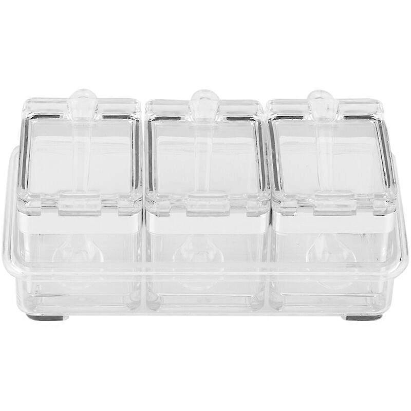 Acrylic Spice Jar Condiment Jar Set Condiment Jar Bottle Kitchen Accessories with Spoon Kitchen Storage Box 3 Grid