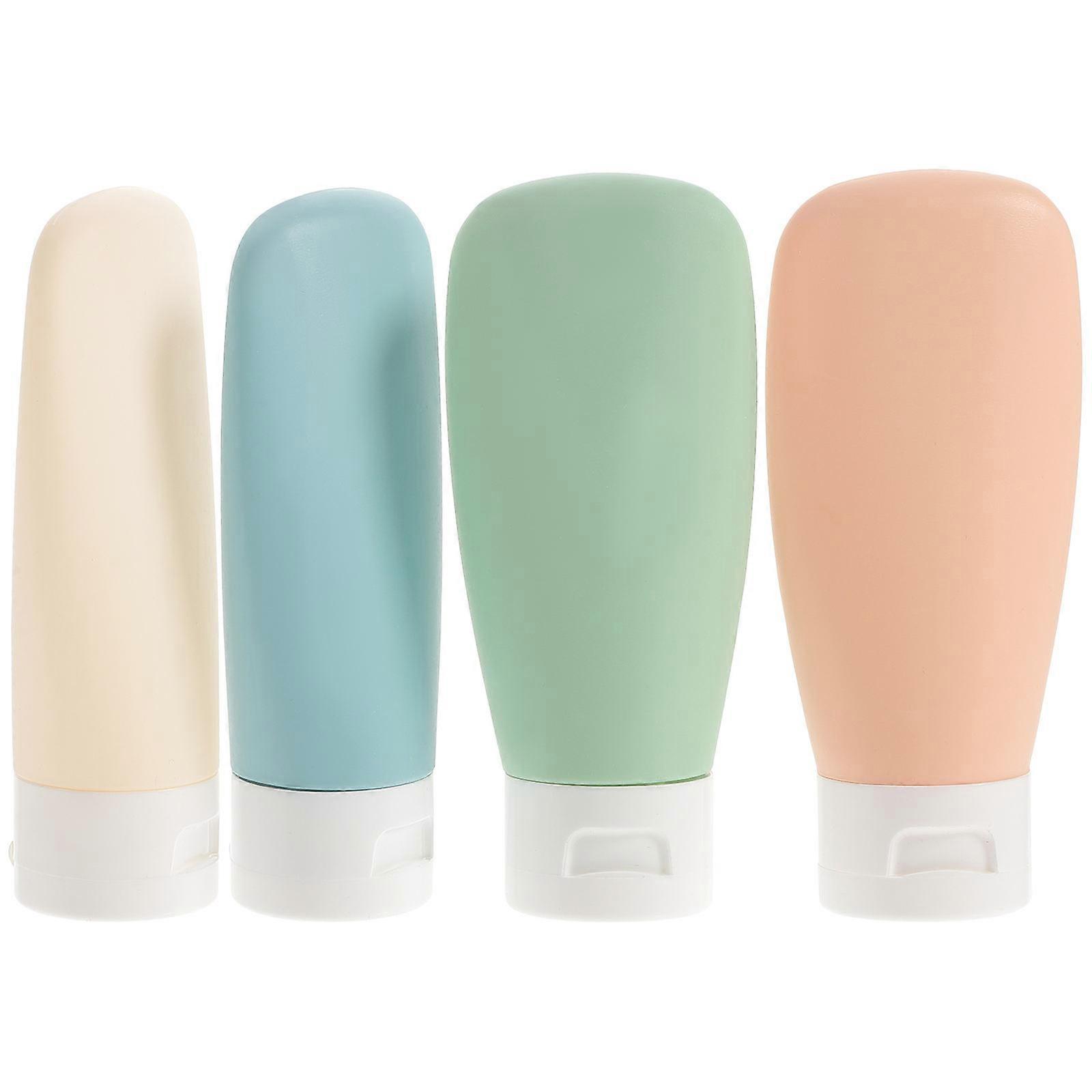 Refillable Travel Bottles Portable Plastic Containers Assorted Color 12x5cm Leak-Proof 4Pcs