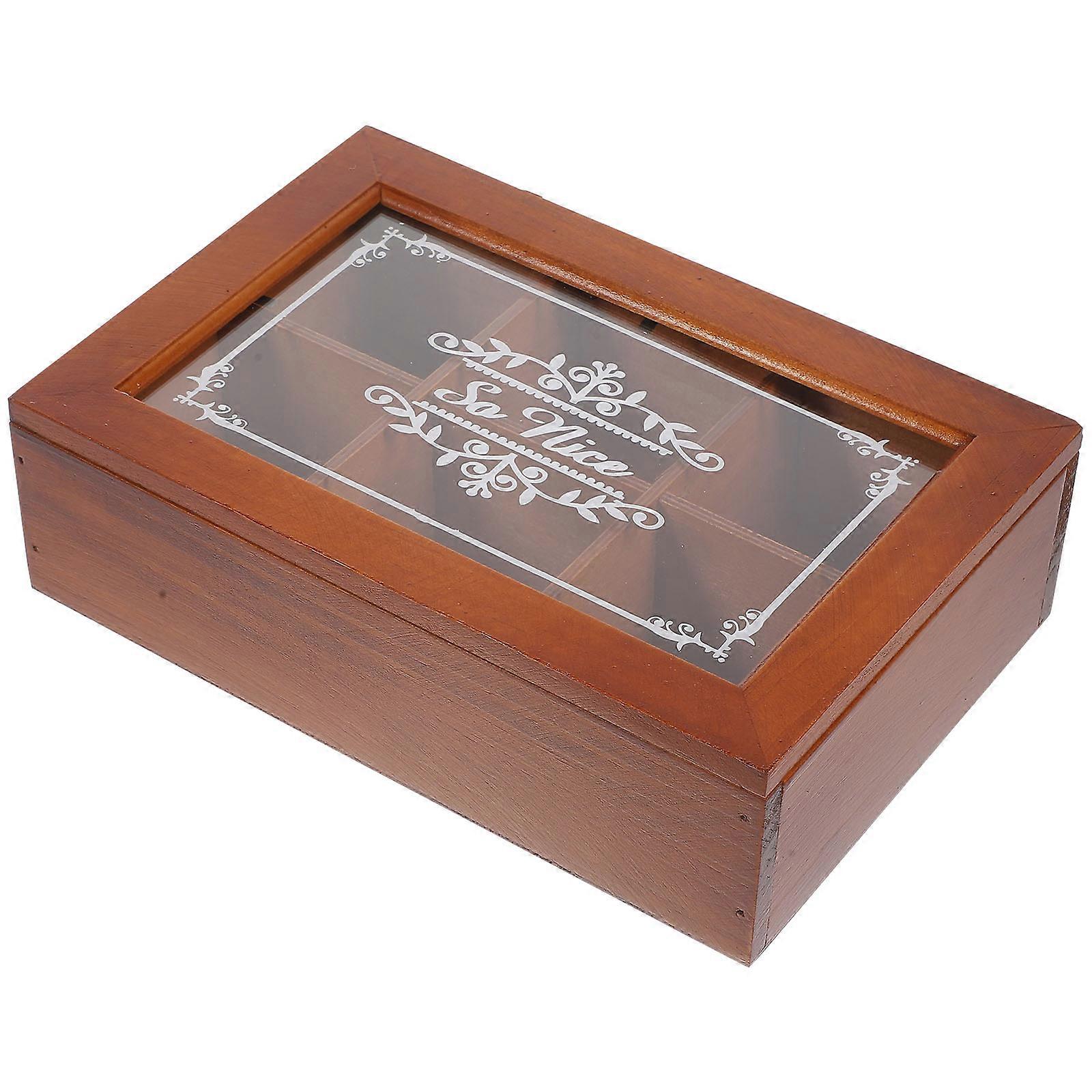 Elegant Wood Jewelry Container Retro Style Small Items Rectangle Shape Dustproof 24.00X16.00X7.00Cm 1Pack