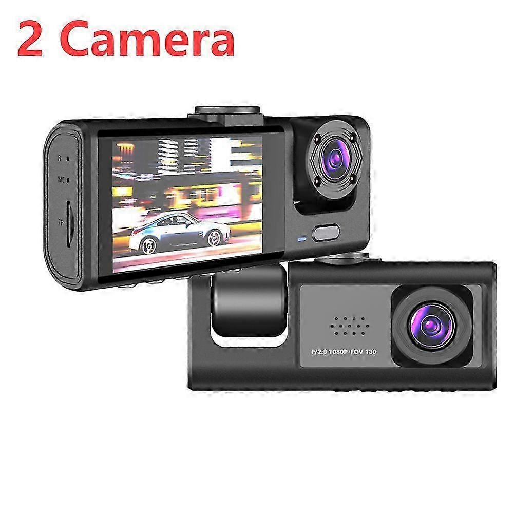 2 Inch Screen Dashcam 3 Lens Vehicle Data Recorder HD 1080P 170 Degree Wide Angle 24h Parking Monitor with G-Sensor