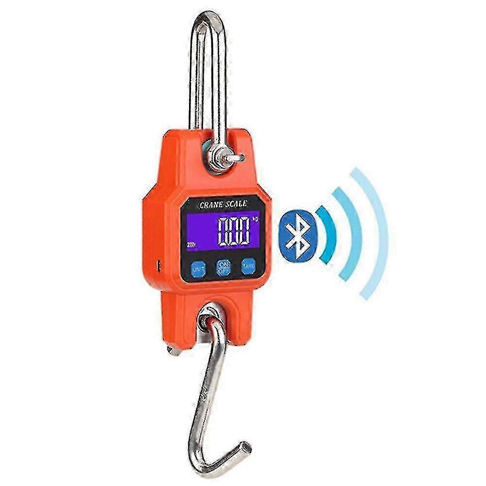 300kg/50g Bluetooth-Compatible Crane Scale Rechargeable Portable Hanging Industrial Hook Scales Made of Stainless Steel with 4.0 Bluetooth a