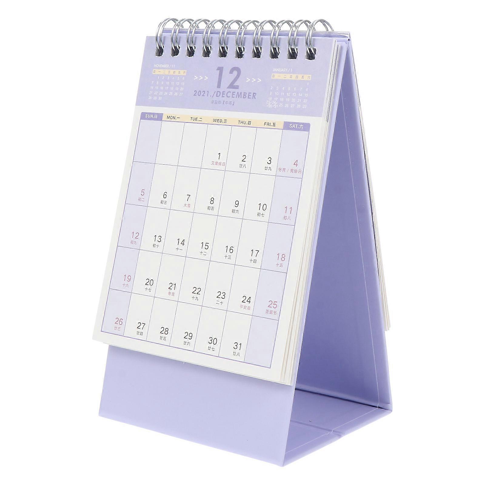 Creative Paper Calendar Planner Date Marking Home Use Purple 16X9.5X7CM 1Pack