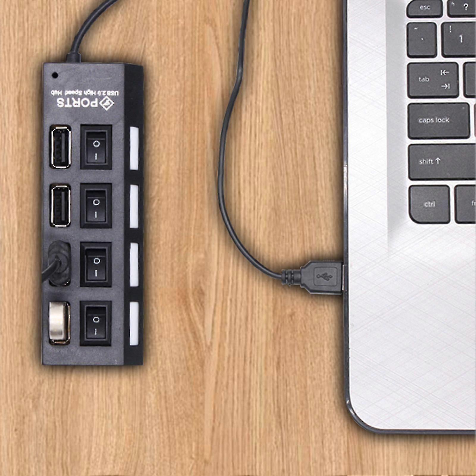 USB Hub 4 Ports Multifunctional Universal High Efficiency Space-saving High-speed Transfer with Switch Multi USB Splitte