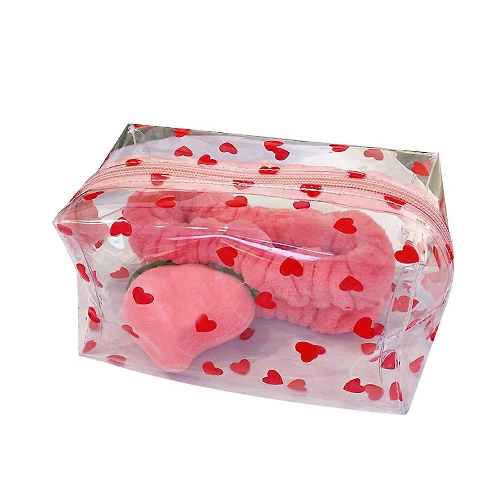 انظر من خلال حقيبة مكياج لطيف على شكل قلب تخزين مقاوم للماء متعدد المحمولة 10 * 10 * 19 سم للنساء الفتيات 1 قطعة