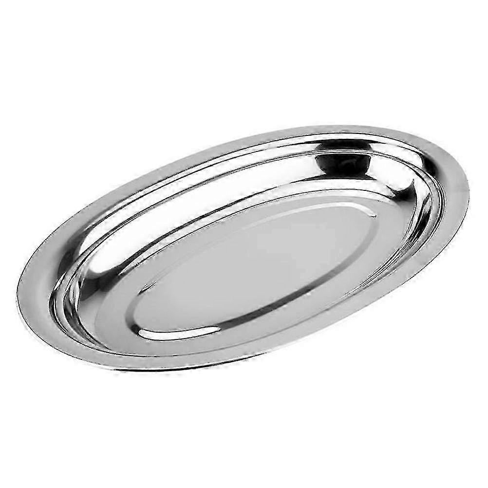 1pc Stainless Steel Oval Plate for Steaming Fish and Serving Snacks and Desserts