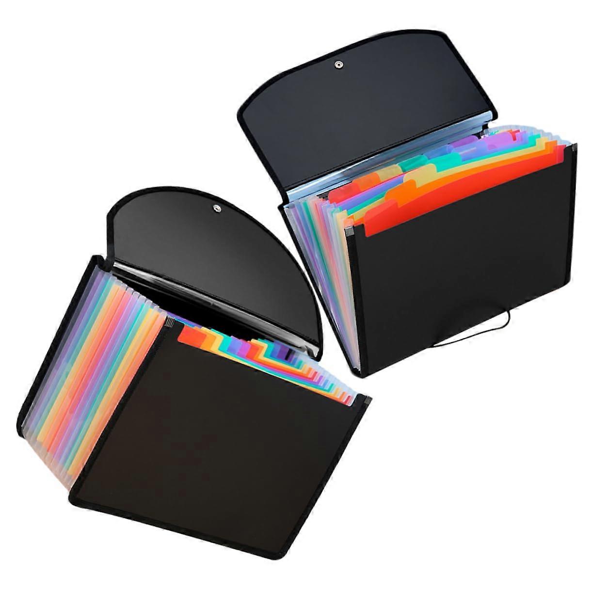 Expanding File Organiser Two-Pack Durable Multi-Compartment Portable Document Storage For Office School Travel Home