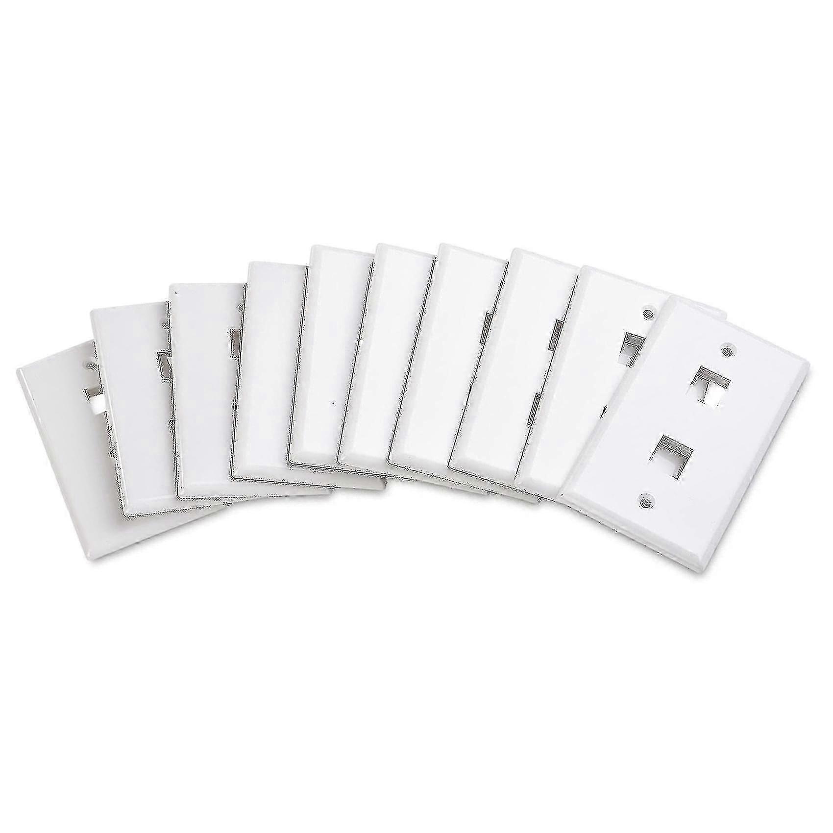 10-pack Low Profile 2-port Keystone Jack Wall Plate in White