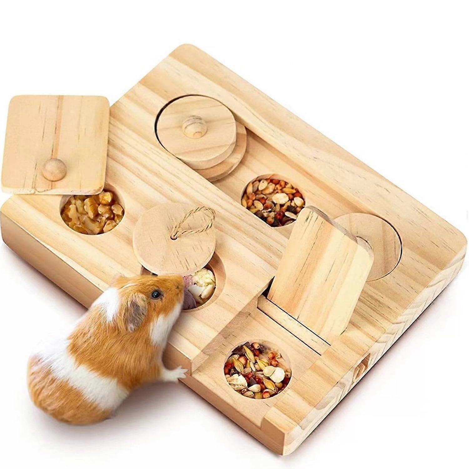 Hamster Toy, 6 in 1 Rabbit Toy, Wooden Guinea Pig Toy, Small Animal Toy