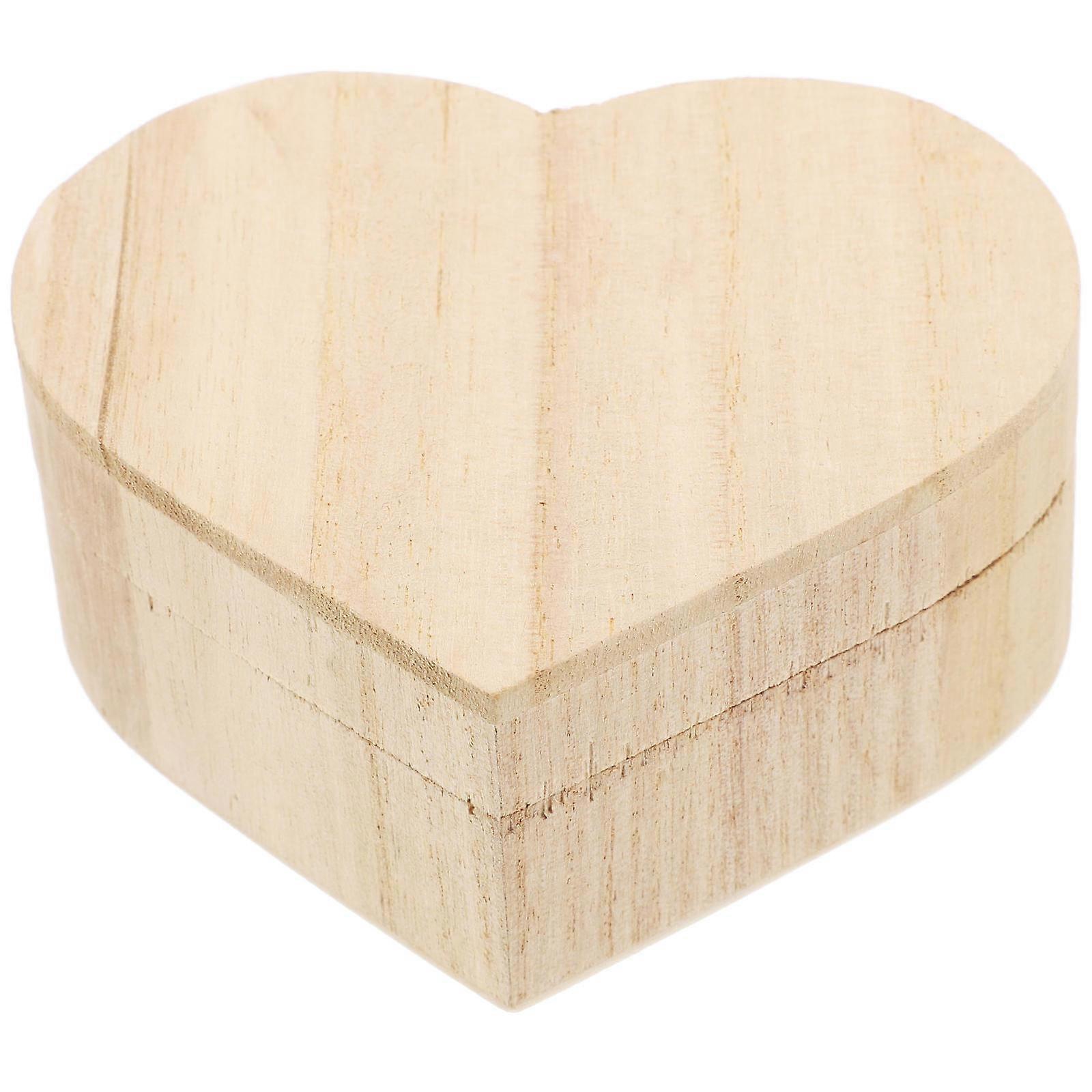Diy Wooden Heart Boxes Handmade Lovers Mini Display Case 1Set