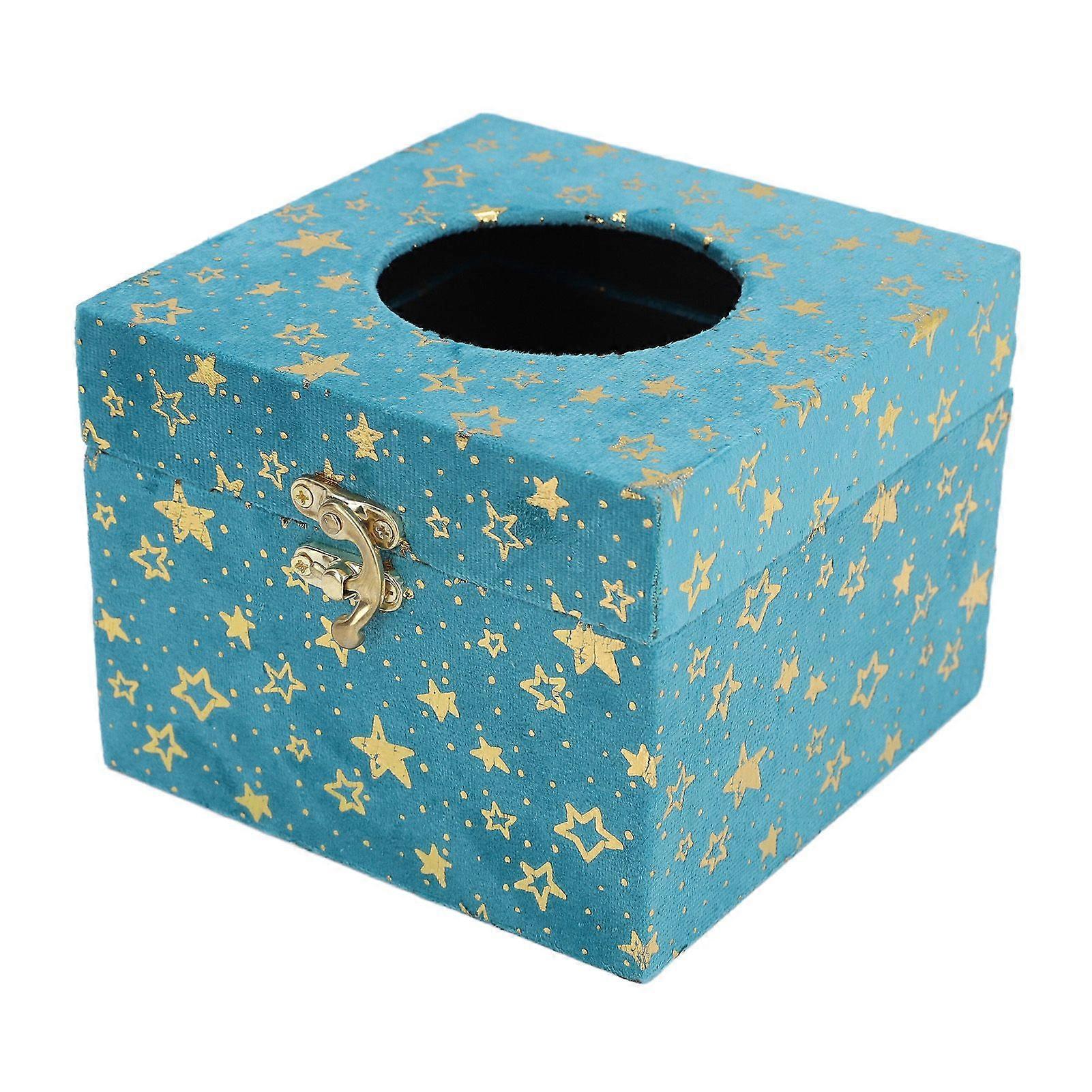 2025 Latest Model  Wooden Tissue Storage Box Star Patterns Lint Fabric
