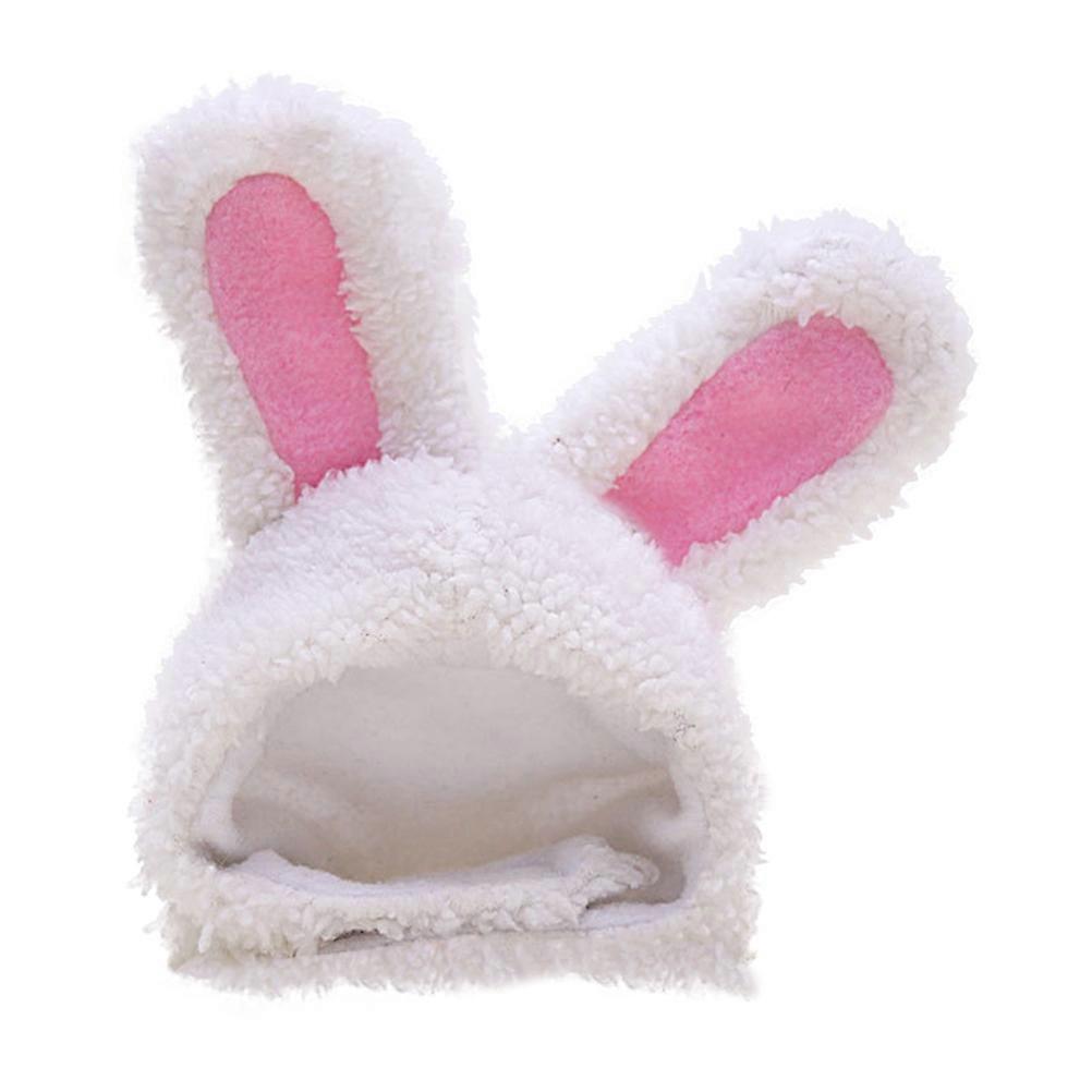 Pet Rabbit Ear Hat Decorative Photography Prop Cosplay Accessory Adjustable Free Size White 1Set