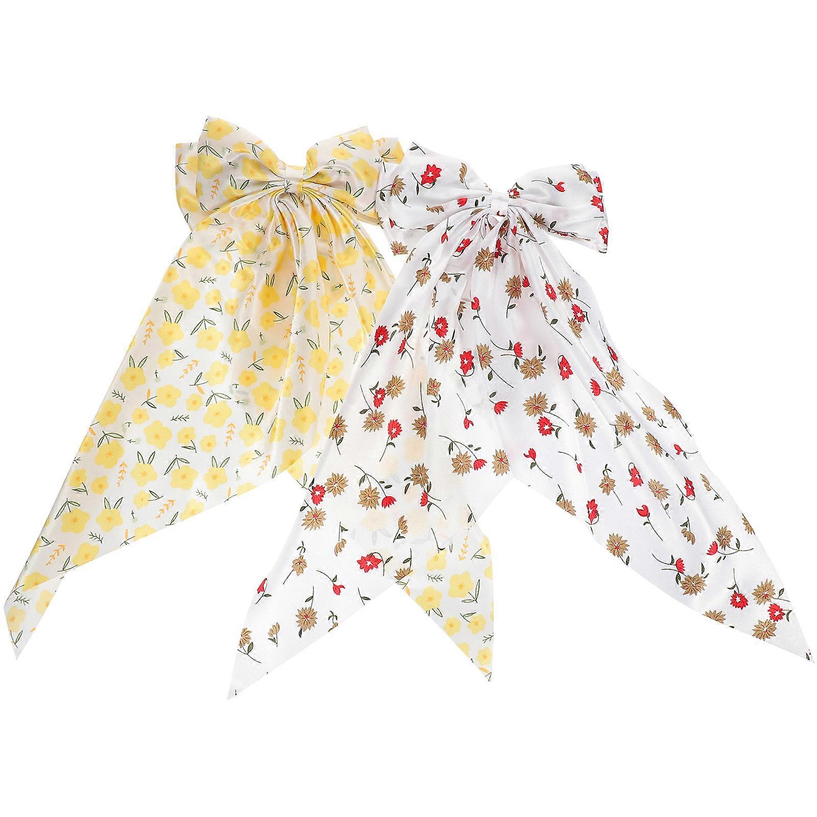 Here's a refined and engaging product description based on your input:
**2 Pcs Large Decorative Hair Bow Clips – Spring Floral Hair Accessories