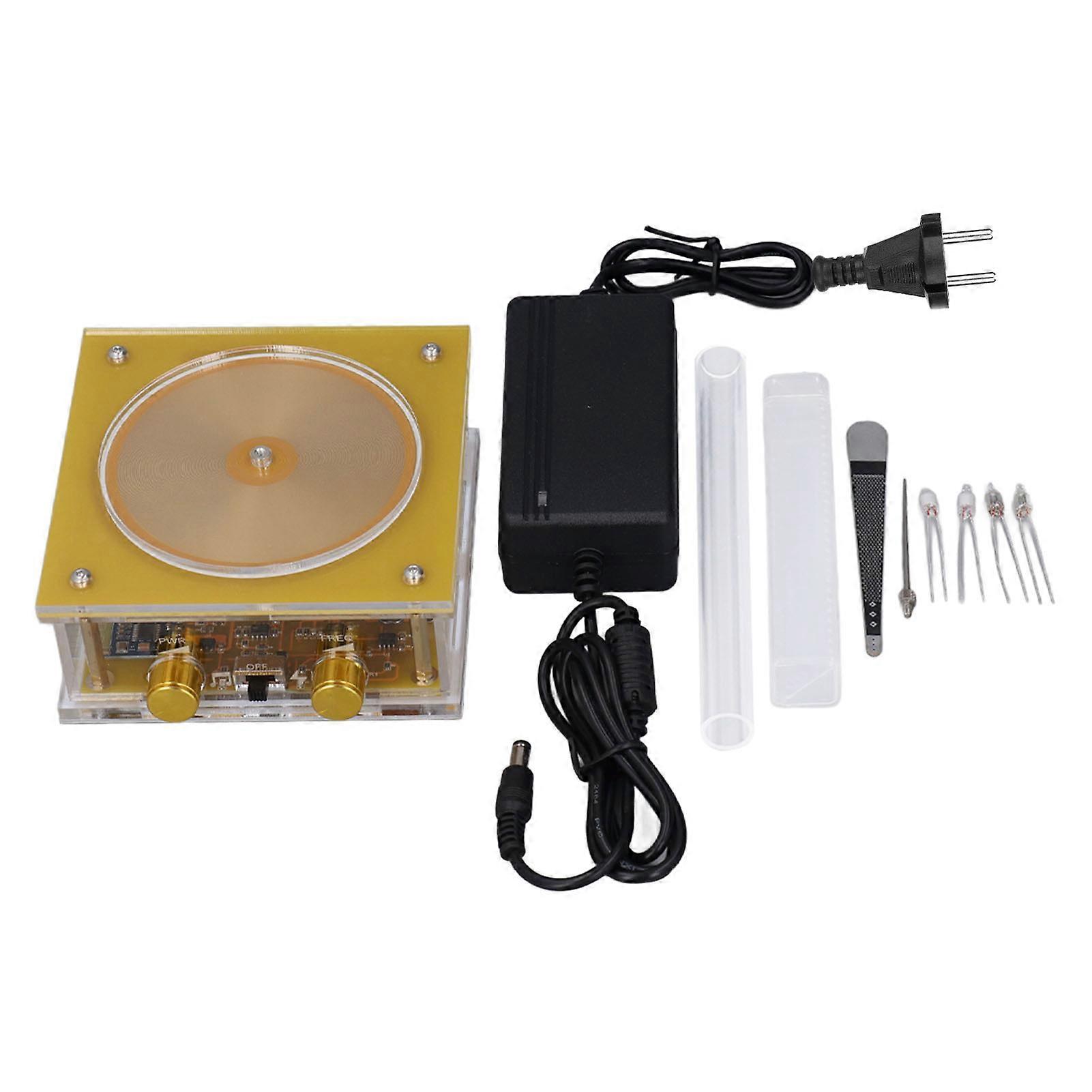 Gold Flat Tesla Coil Touch Arc Wireless Lighting Music Tesla Wireless Transmission Teaching Experiment Model EU Plug AC100-240V Durable Educational De