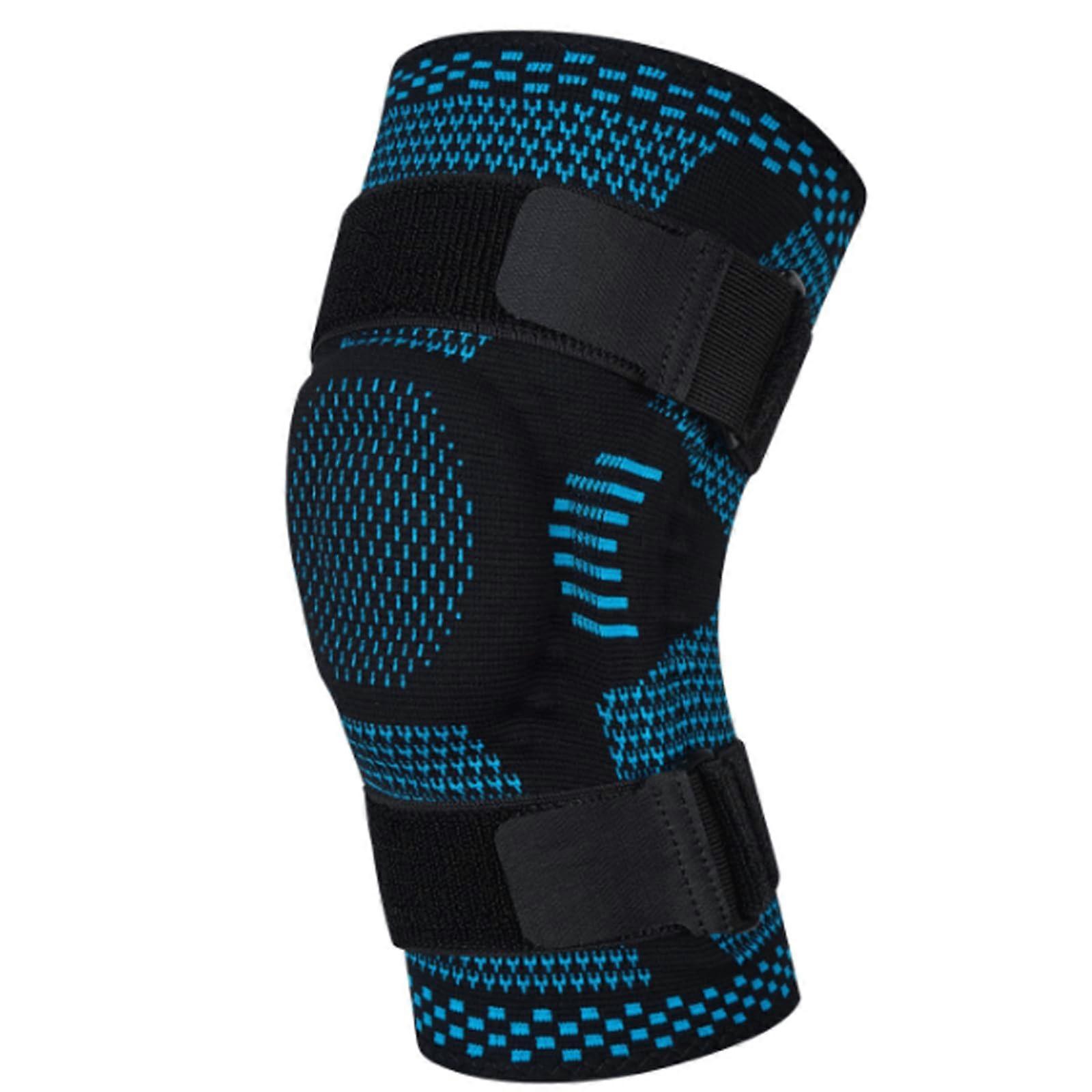 Knee Brace with Side Stabilizers and Patella Gel for Pain Relief, Meniscus Tear Recovery, XL Blue