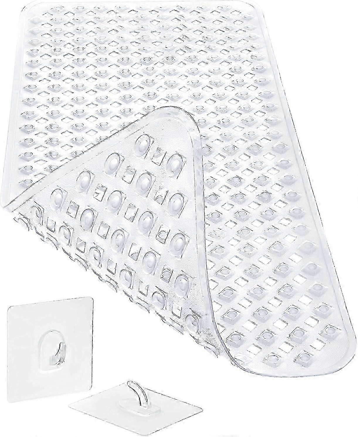 Skin Sensitive Anti-Slip Bath Mat 88x39cm, Fixing INCL. | BPA Free Non Slip Bath Mat | Shower Mat Mildew Resistant & Machine Washable (Clear) hwy