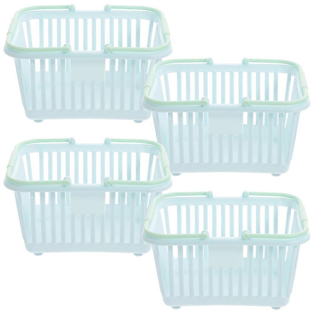 Plastic Storage Baskets Set of 4 Open Design Compact Cosmetic Organizer for Bathroom Kitchen Dorm and Home Office Use Random Color