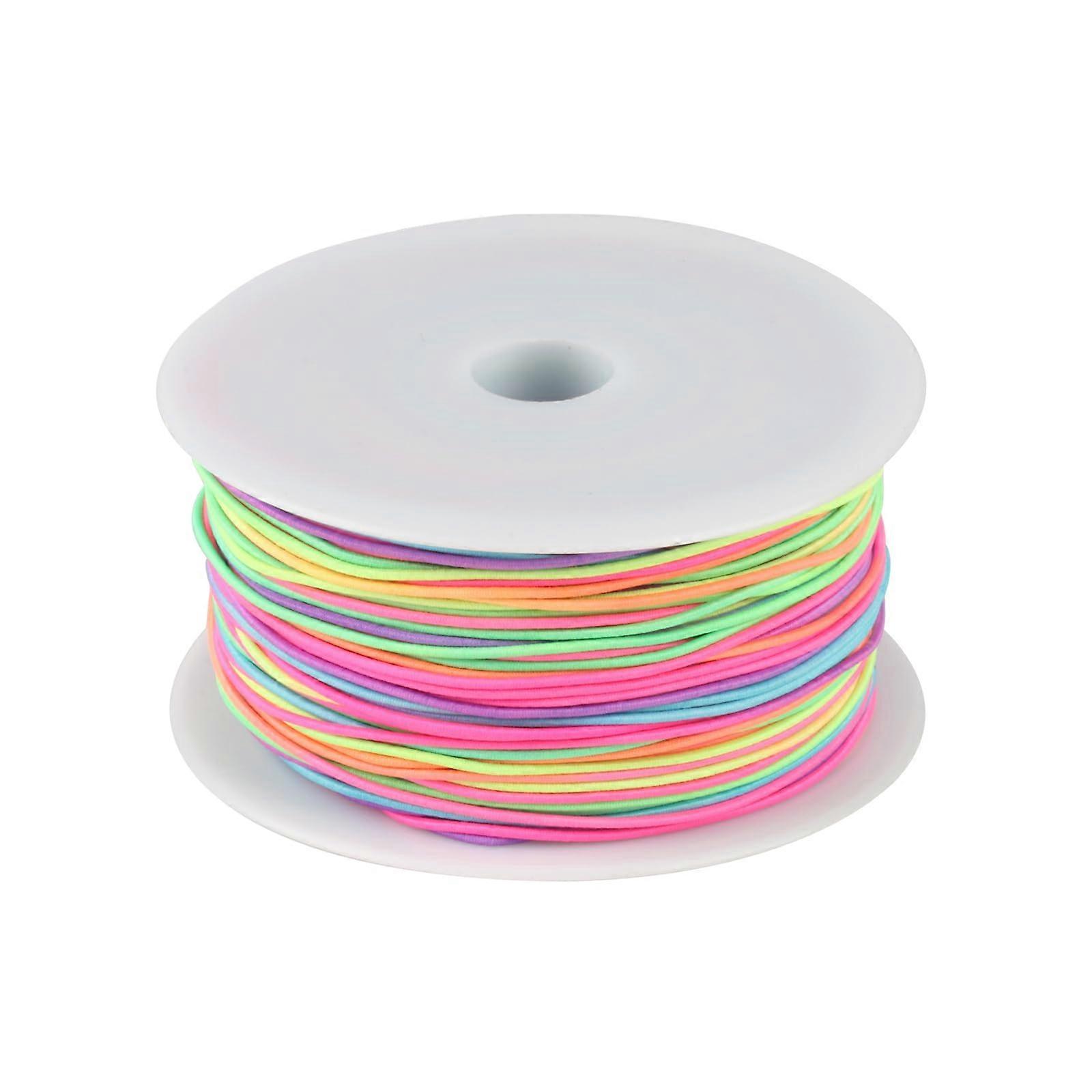 Elastic Band for Bracelets, 1 mm x 100 m Rubber Cord, Rainbow, DIY Crafts