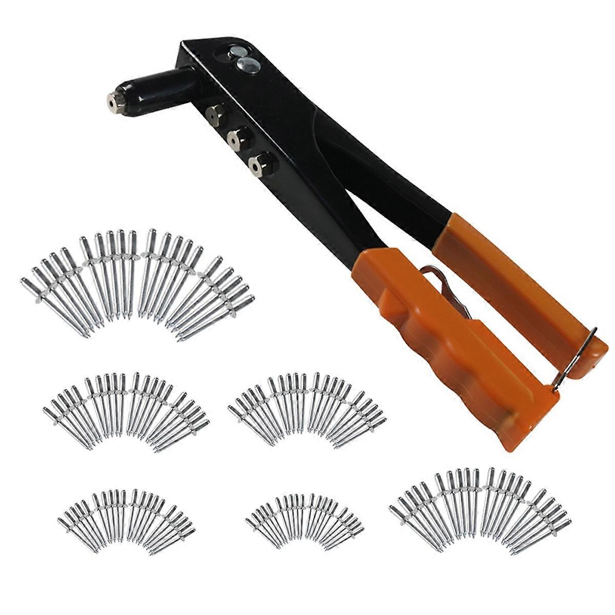 Heavy Duty Riveter Set Riveting Machine 120Pcs Blind Rivets Assortment Kit Hand Tools Rivet Nut Tool Orange