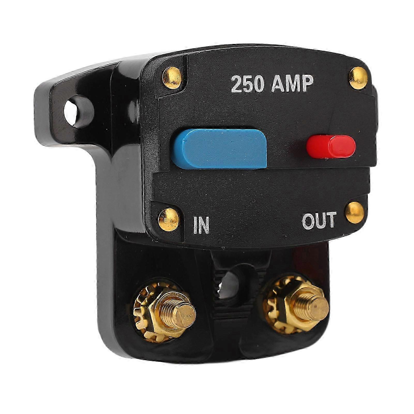 Car Audio Circuit Breaker Manual Reset Fuse Inline Inverter Holder for Car Audio Stereo System Boat Trucks Buses 250A
