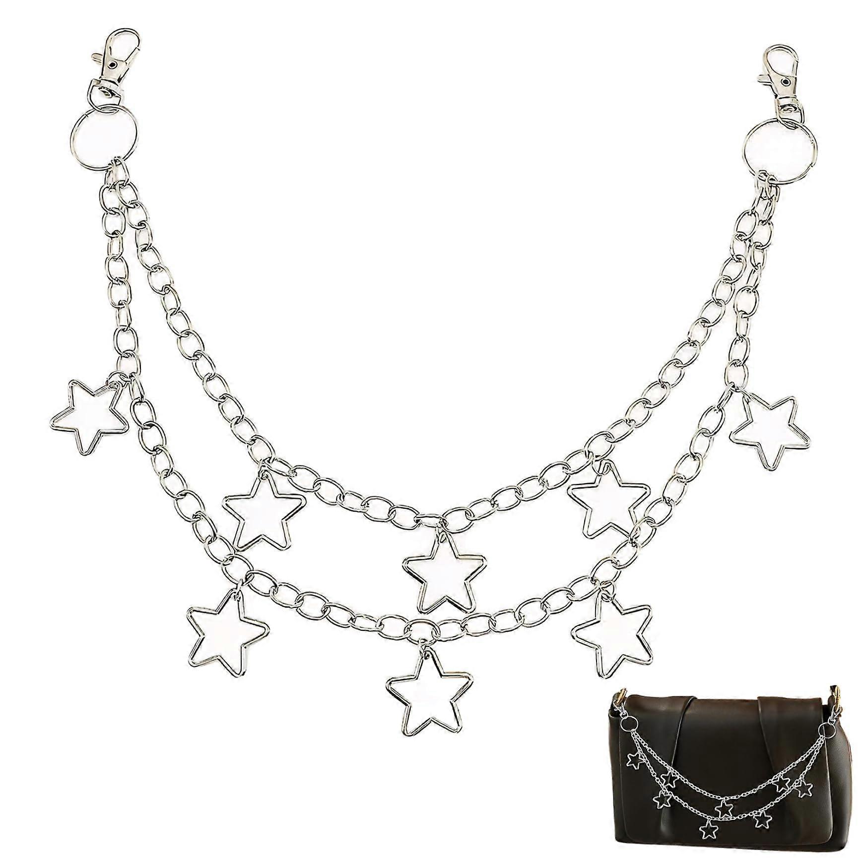 Trouser Chain for Women Dual Layered Clip-On Chain with Star Charm for Pants and Trousers in Silver Color