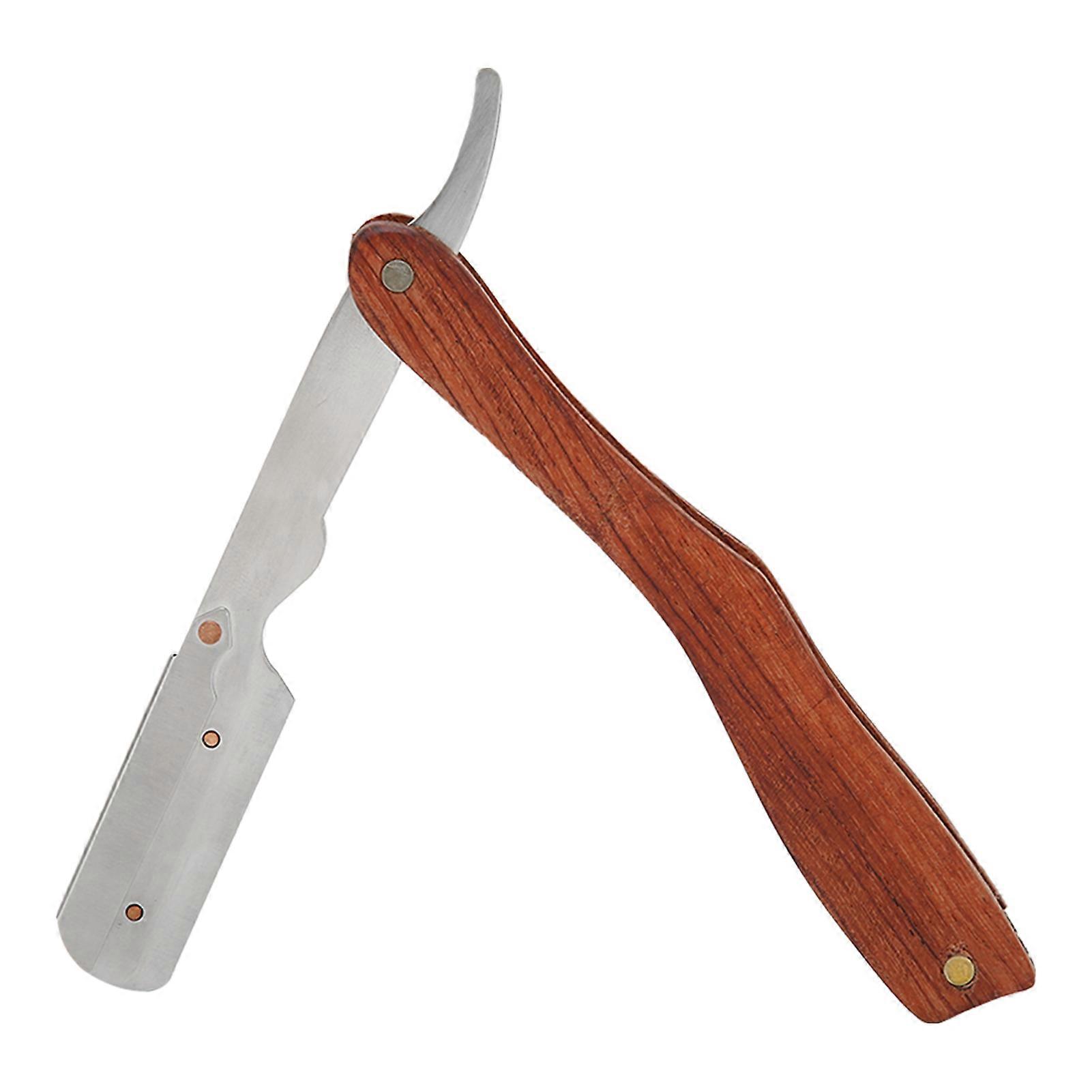 Manual Straight Edge Razor Non Slip Wood Straight Vintage Razors Without Blade for MenS80‑7 Silver