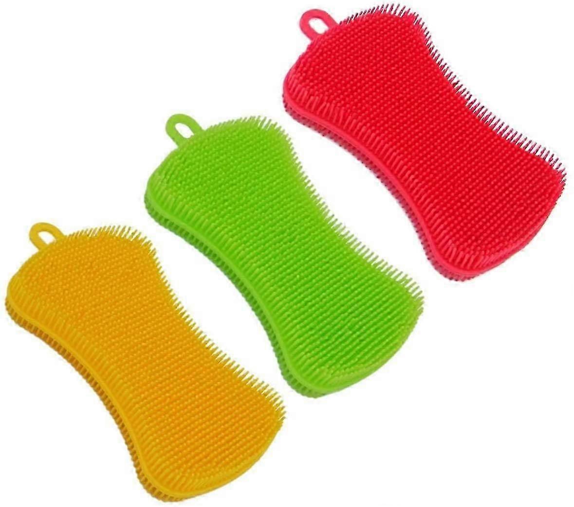 Silicone SpongeKitchen Sponge Multi-Purpose Cleaning Brush 3Pcs
