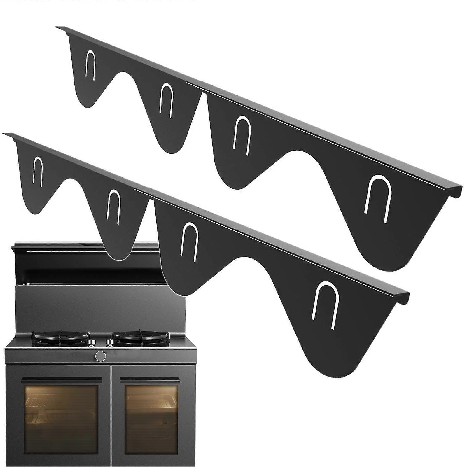 Oven space filler, pan lids – 2 x stainless steel, flexible length 13.8 – 27.5 inches, black