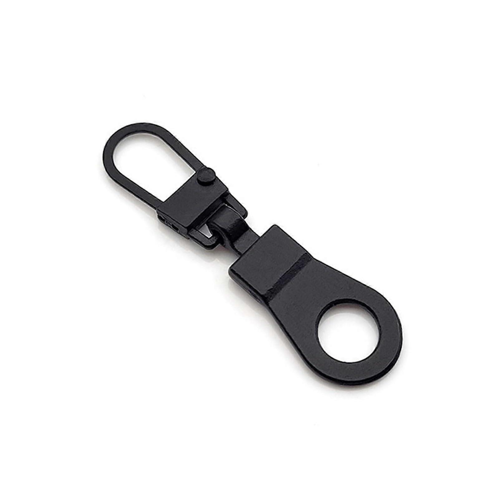 Zipper Pull Head Tabs Fixer, 5-Pack Metal Zipper Slider Replacement Pullers, Removable Zip Puller, 41x11mm Black