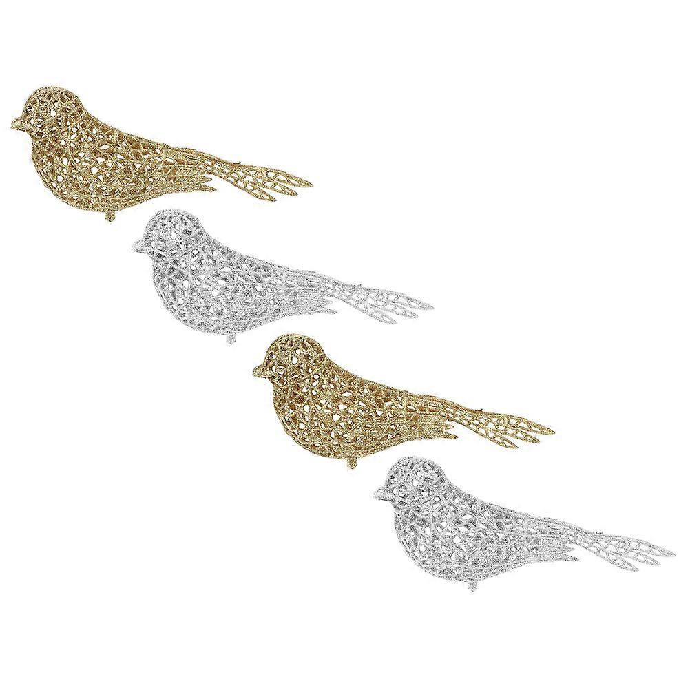 Tree Bird Decor Pe Glitter Powder Festive Bird Decoration