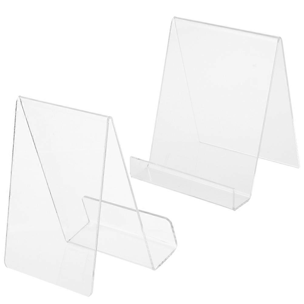 Book Stands Shelves Clean Look Acrylic Display Rack Office Desk Transparent 14.5X10.5X10CM Book Holding 2Pack