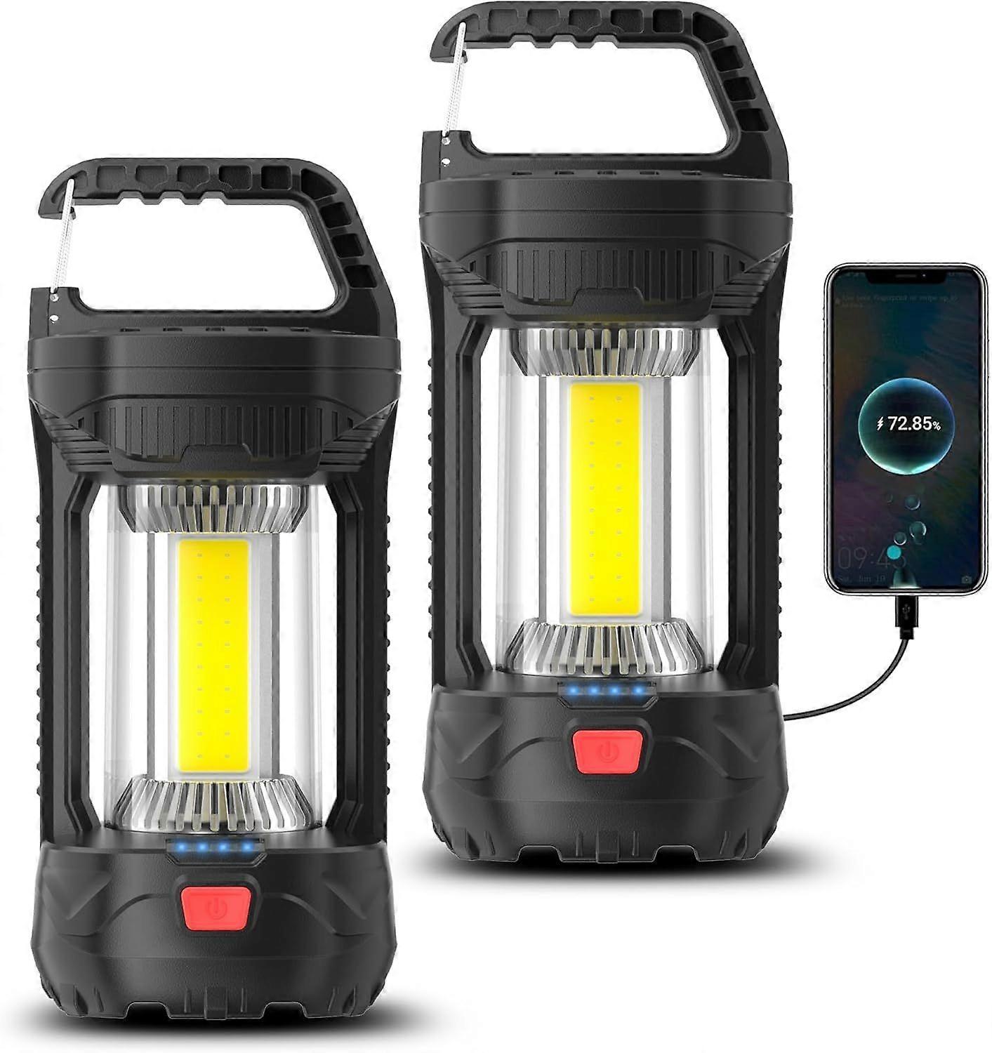 2 Pack 2000LM Rechargeable LED Camping Lanterns - 3 Modes, Waterproof & Portable for Emergencies