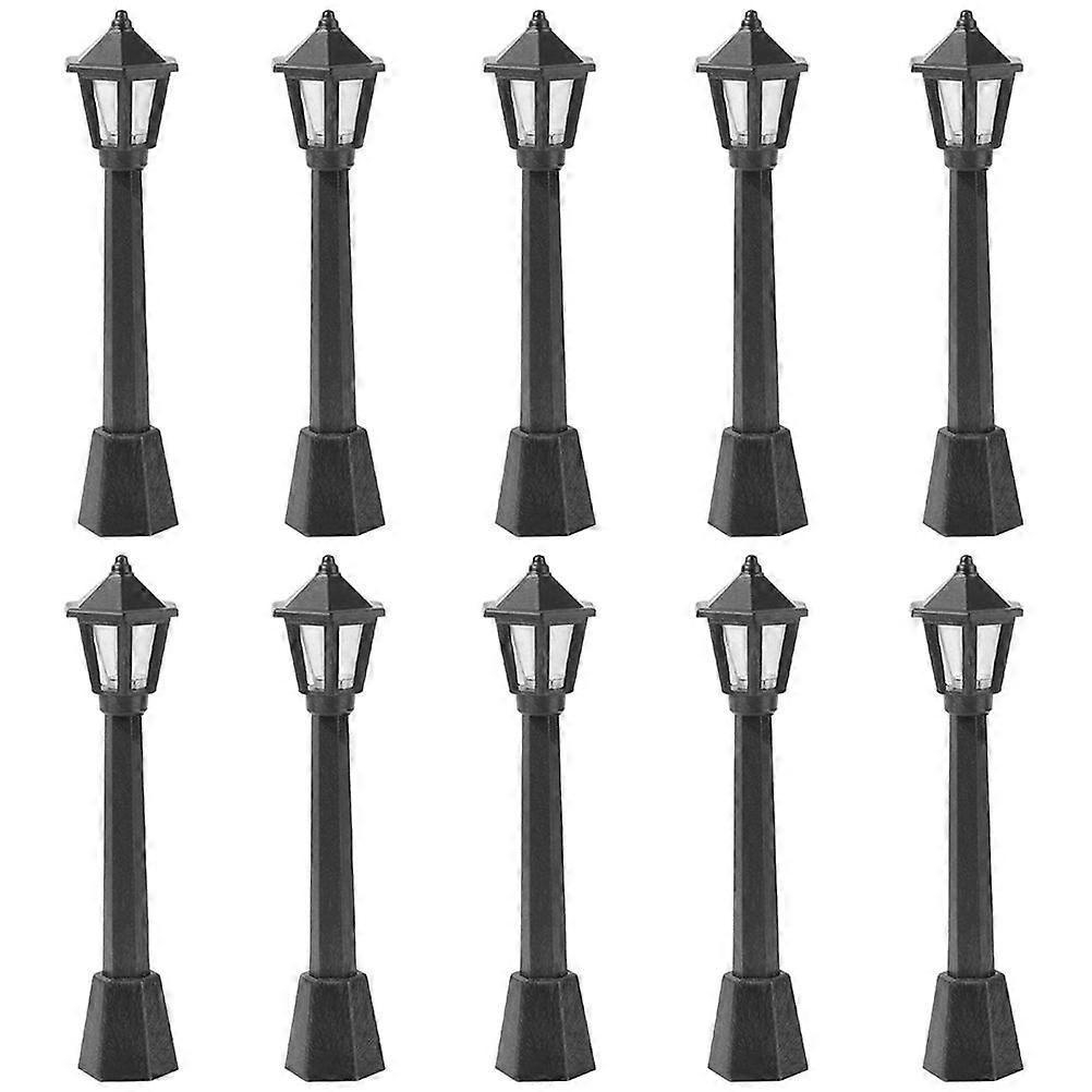 Black Resin Mini Streetlight Models for Decoration 10 Pieces Wide Application Range Creative