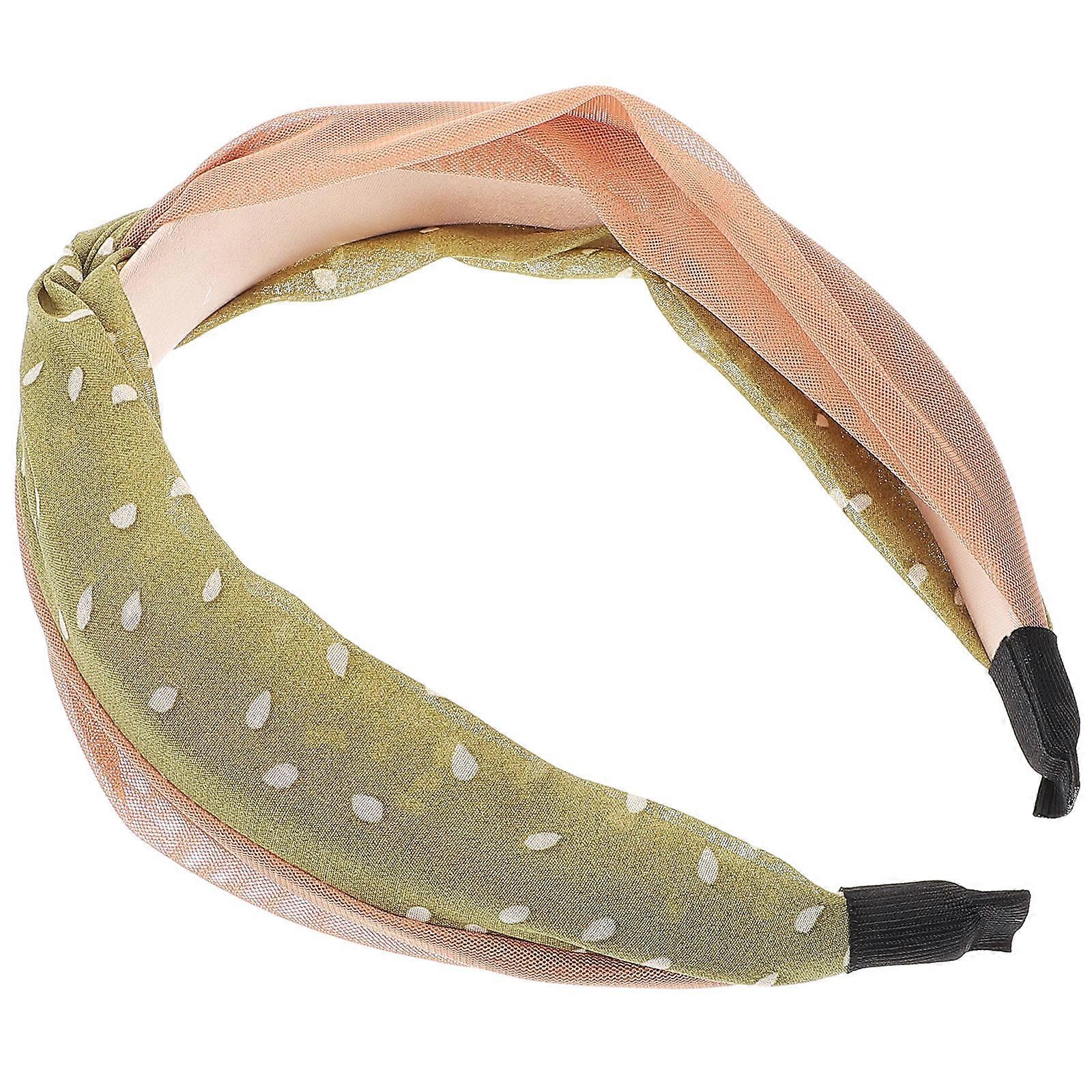 Dot Wide Brim Hairband for Women, Non Slip Soft Fabric Hair Hoop in Green for Daily Wear, Parties, and Special Occasions