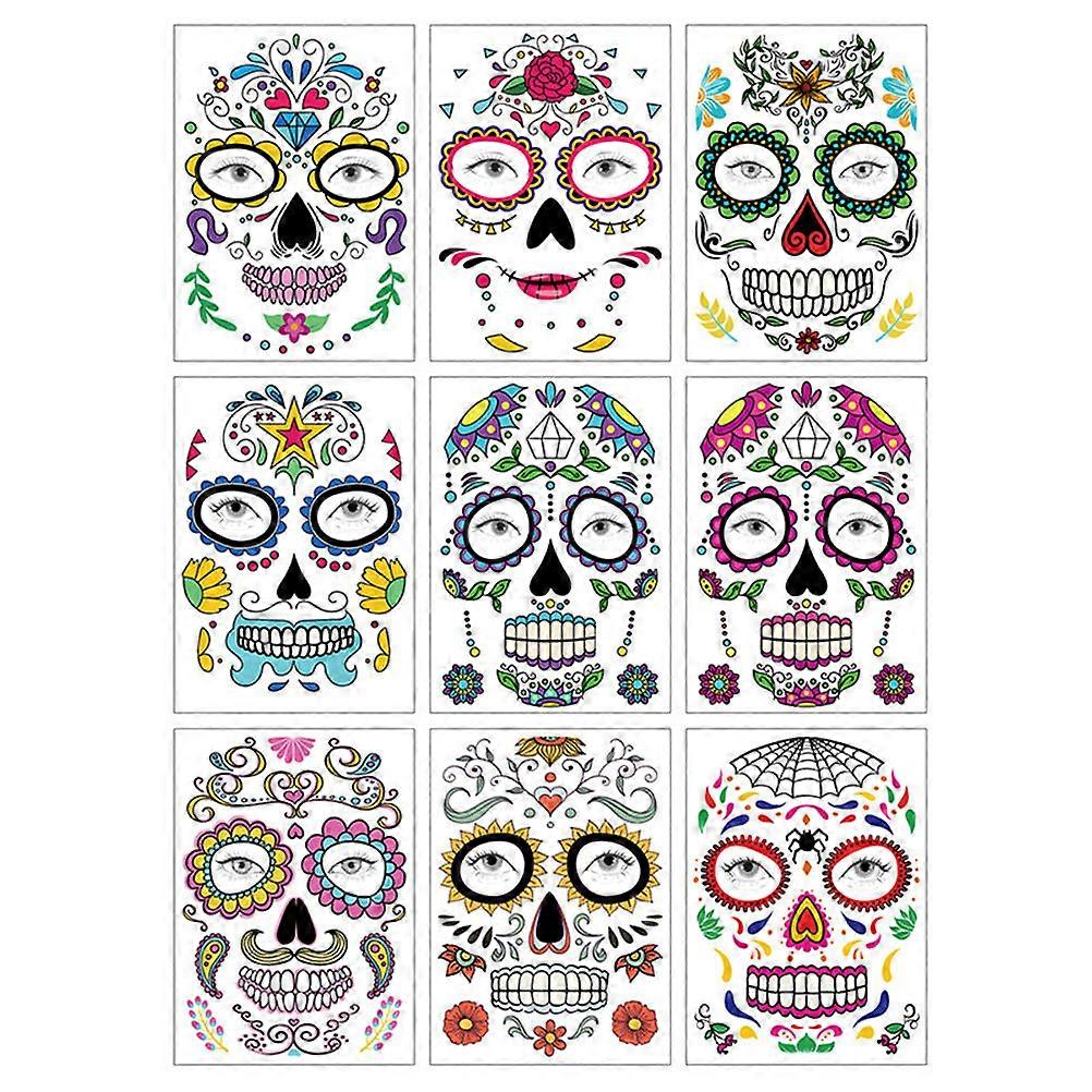 Face Stickers Temporary Multi Color Masquerade Halloween Waterproof Disposable 9Pcs