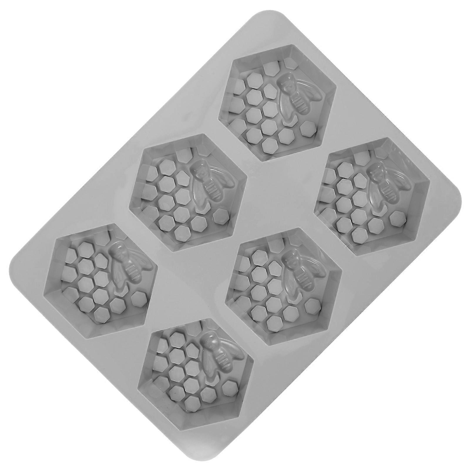 Honeycomb Soap Mold with 6 Cavities in Grey Silicone for Making Soap Versatile and Easy to Release