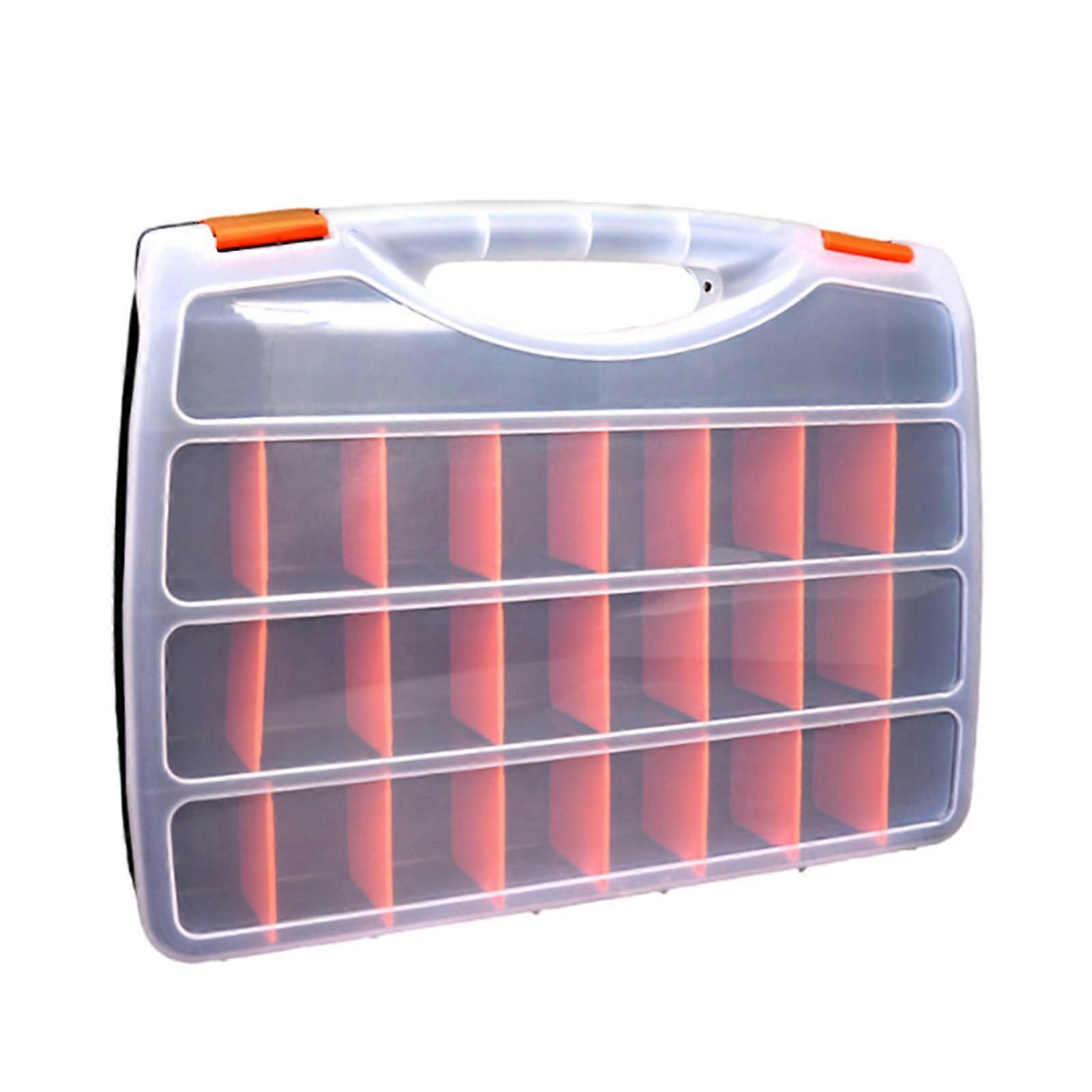 Transparent Plastic Tool Organizer Box with Adjustable Compartments and Safety Latches for Hardware Storage and Outdoor Use