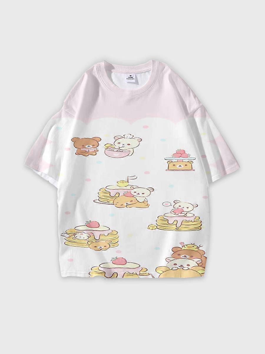 T-shirt round neck Cartoon Pattern loose short sleeve D3033